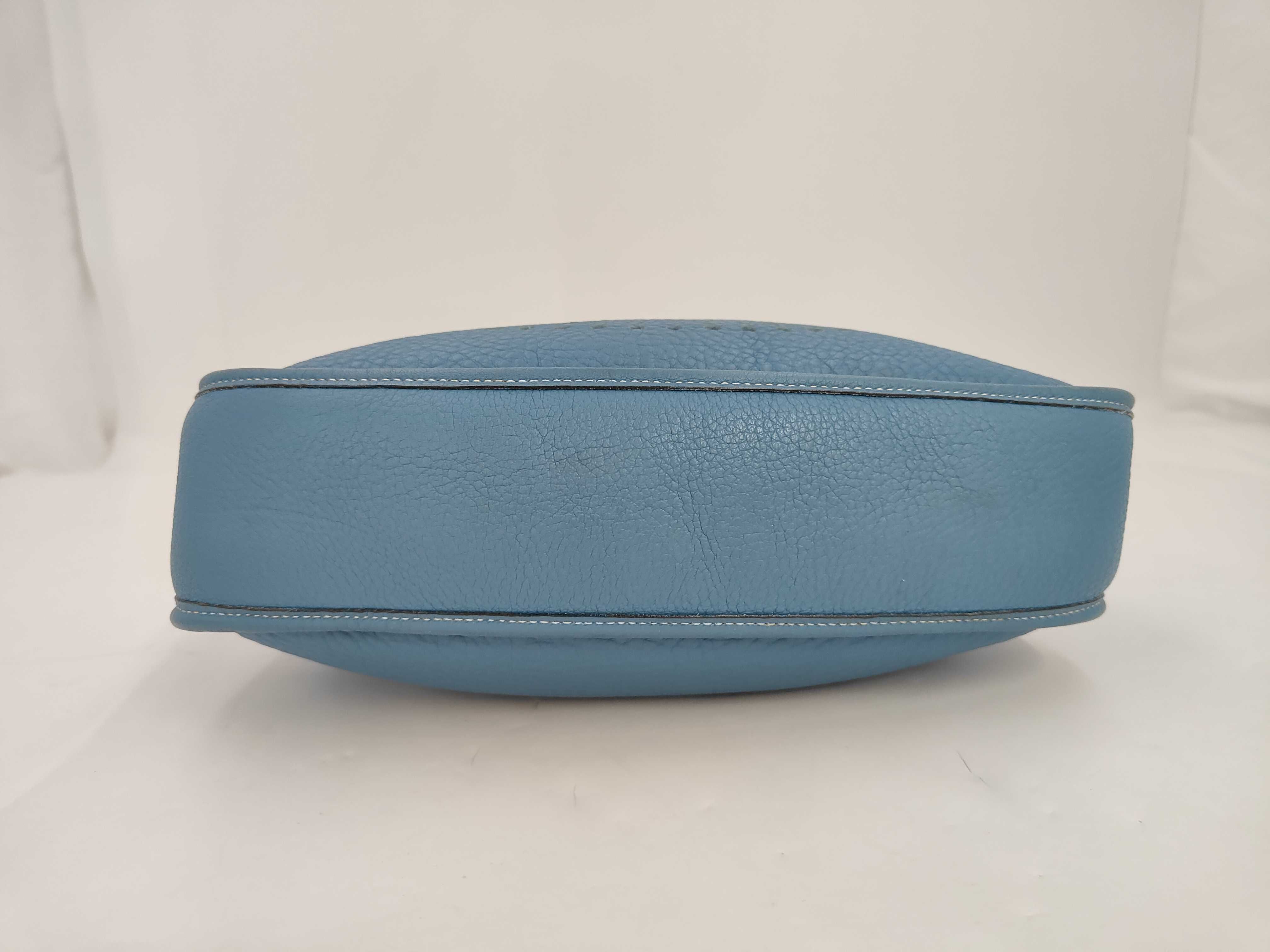 Hermes Evelyne 29 Crossbody Bag in Blue Jean Clemence Leather with Box