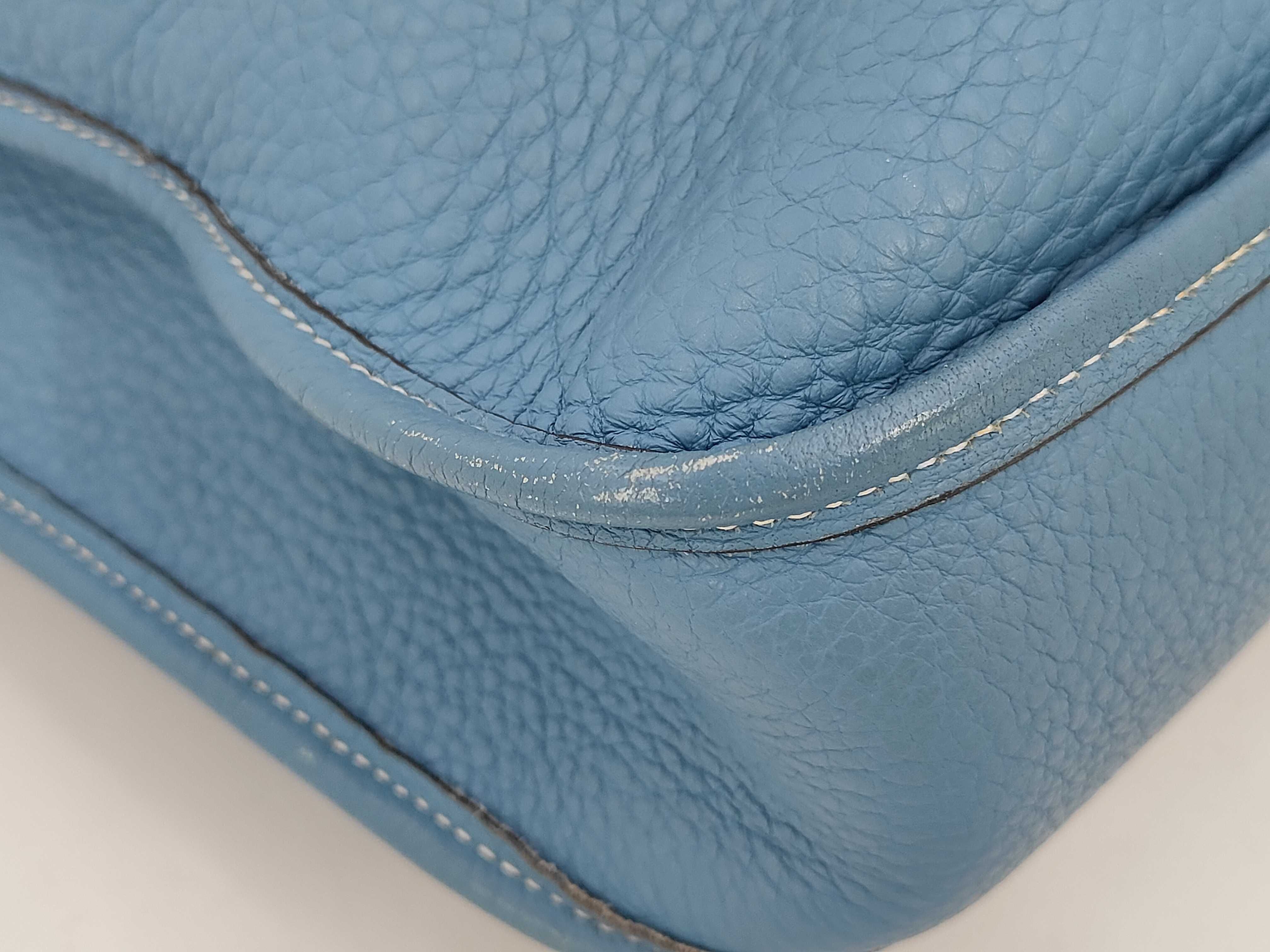 Hermes Evelyne 29 Crossbody Bag in Blue Jean Clemence Leather with Box