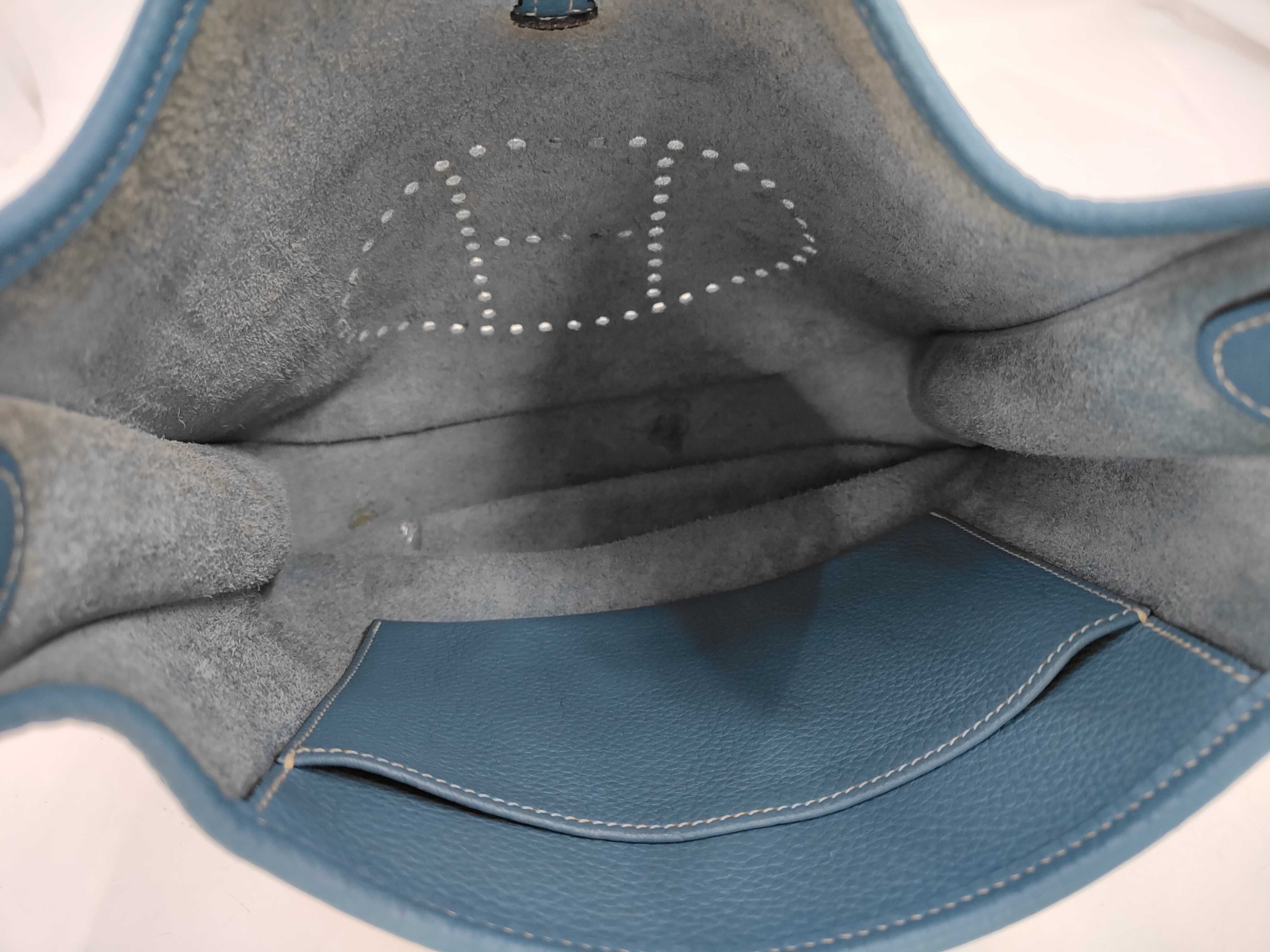 Hermes Evelyne 29 Crossbody Bag in Blue Jean Clemence Leather with Box