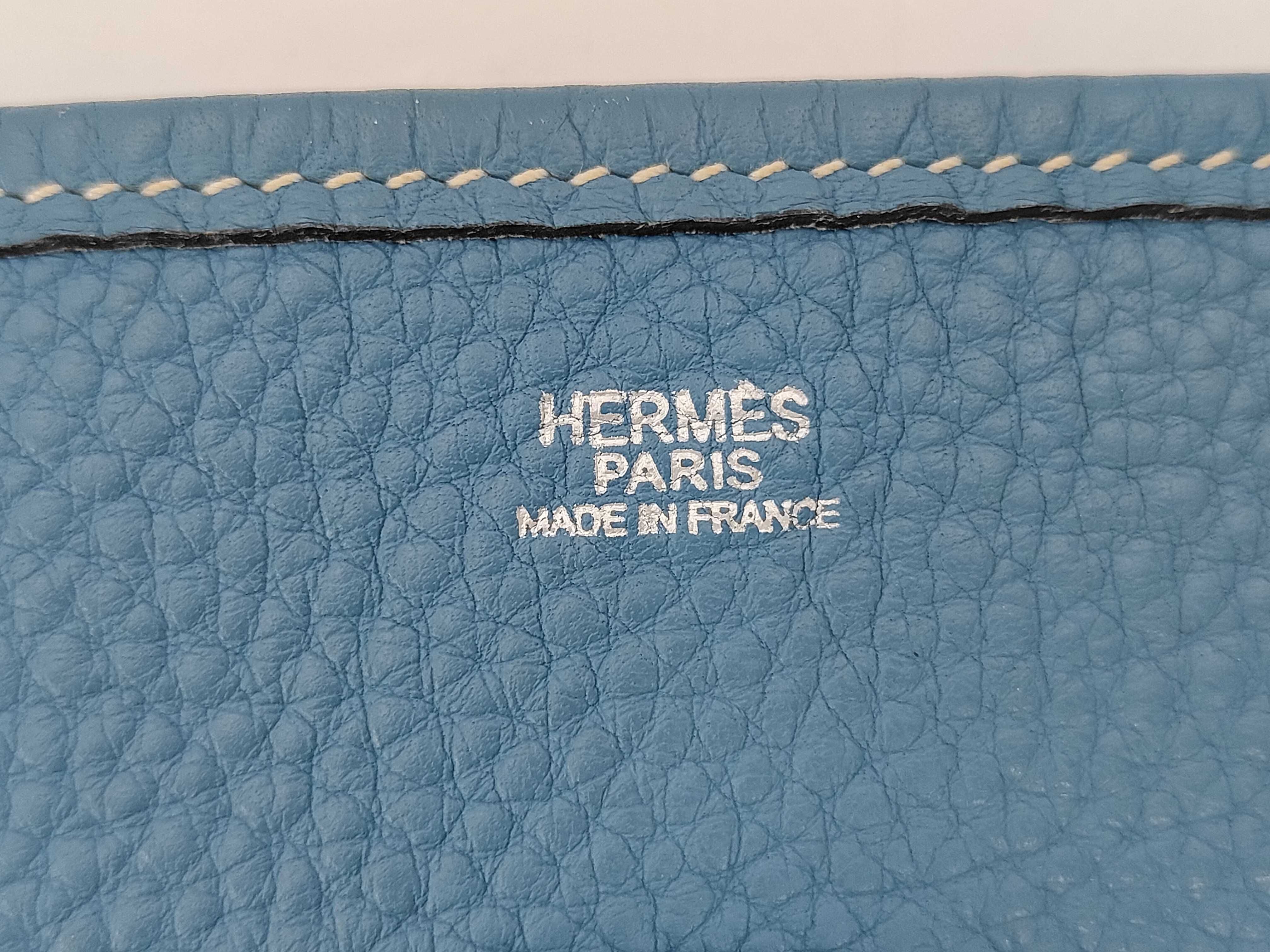 Hermes Evelyne 29 Crossbody Bag in Blue Jean Clemence Leather with Box