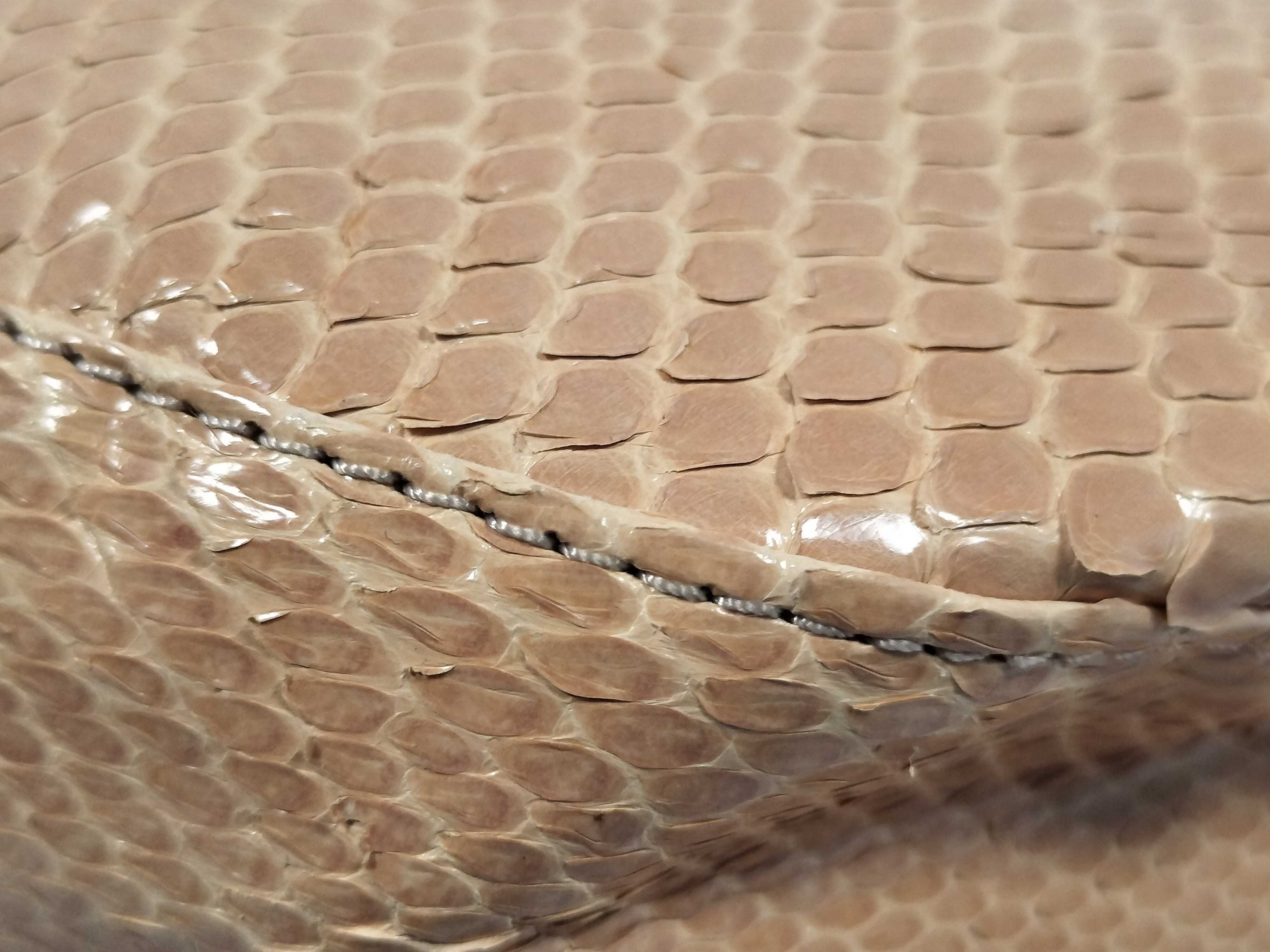 An Exotic Fendi Peach Snakeskin Crescent Shoulder Bag