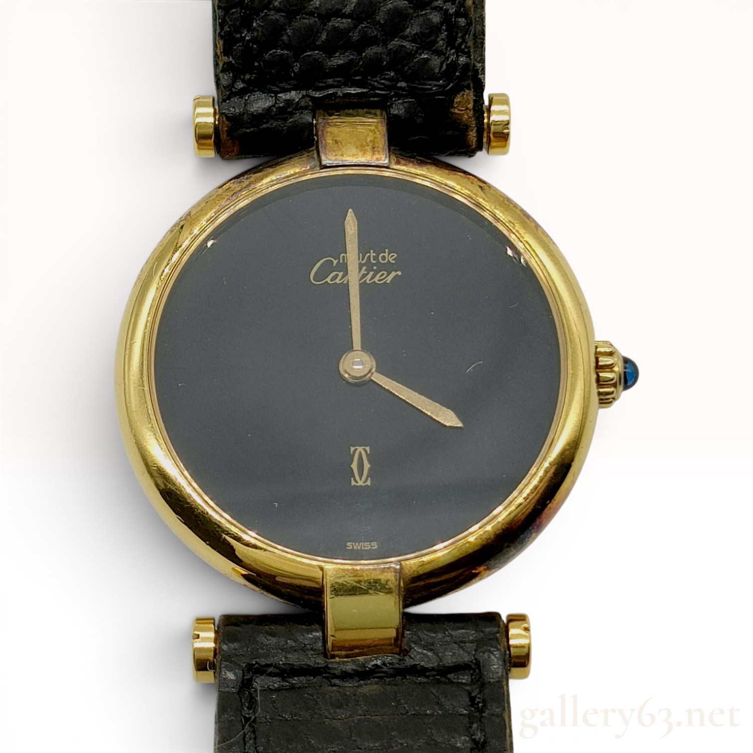 Must de Cartier Vendome Vermeil Quartz Wristwatch, Black Dial, Ref. 18