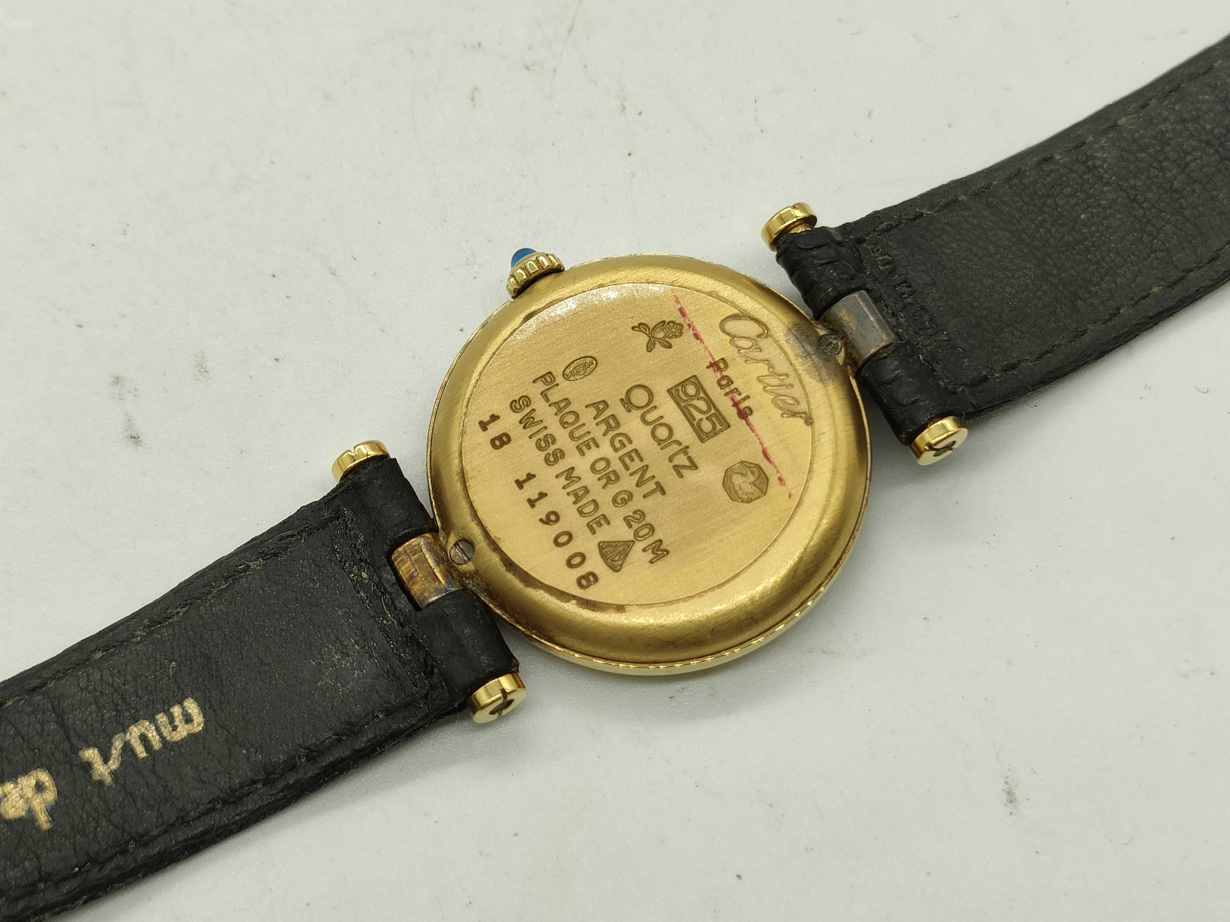Must de Cartier Vendome Vermeil Quartz Wristwatch, Black Dial, Ref. 18