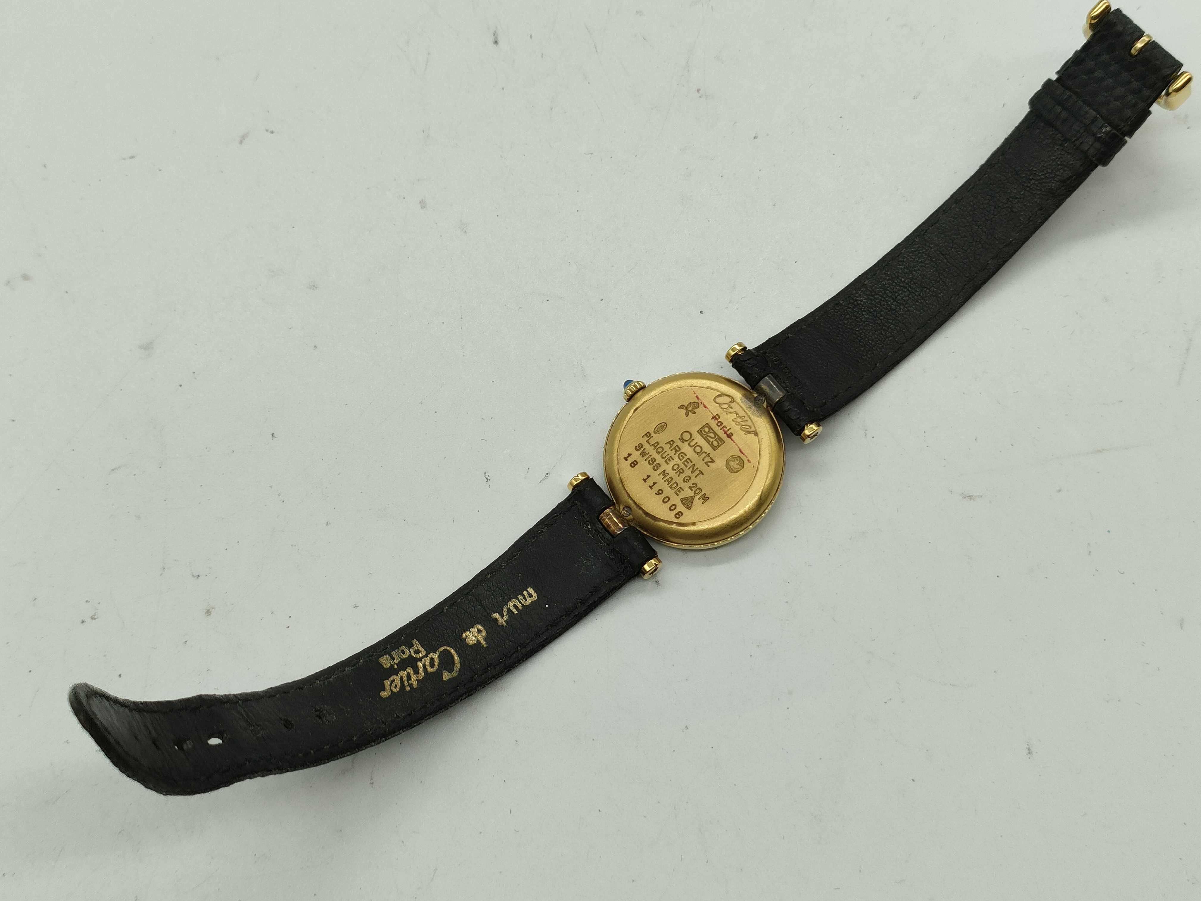 Must de Cartier Vendome Vermeil Quartz Wristwatch, Black Dial, Ref. 18