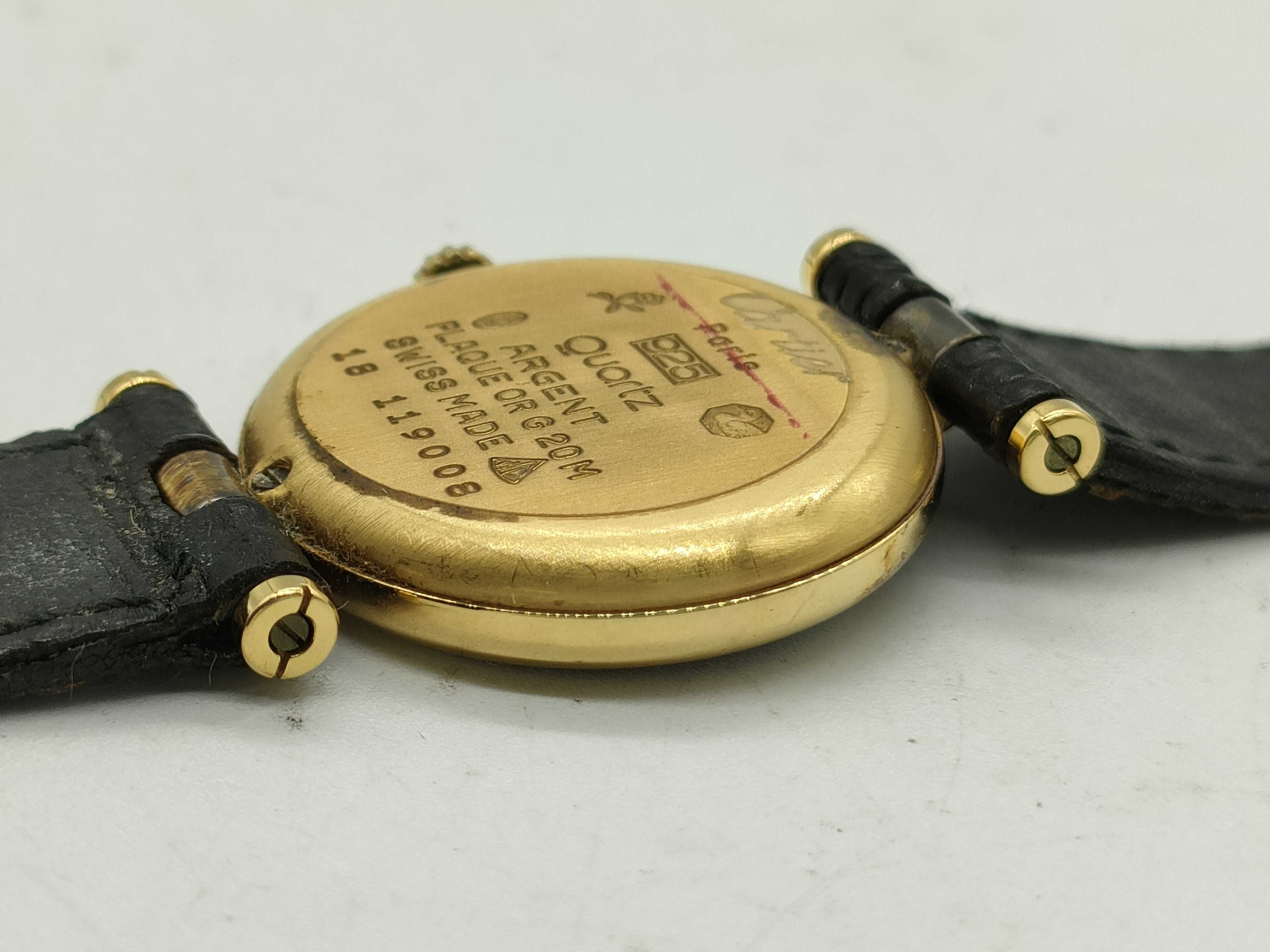 Must de Cartier Vendome Vermeil Quartz Wristwatch, Black Dial, Ref. 18