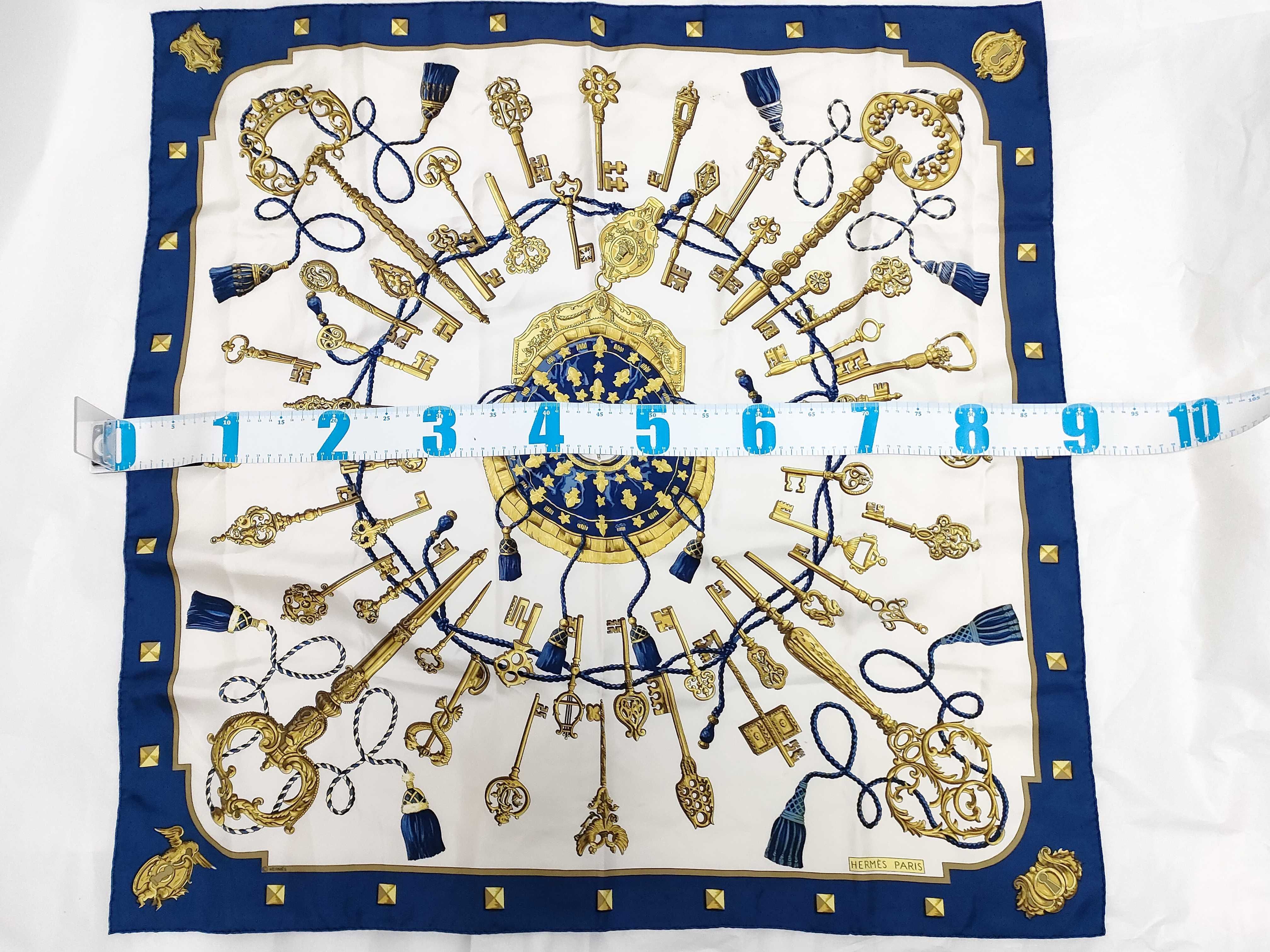 Hermes Paris Silk Twill Scarf in Les Cles Pattern