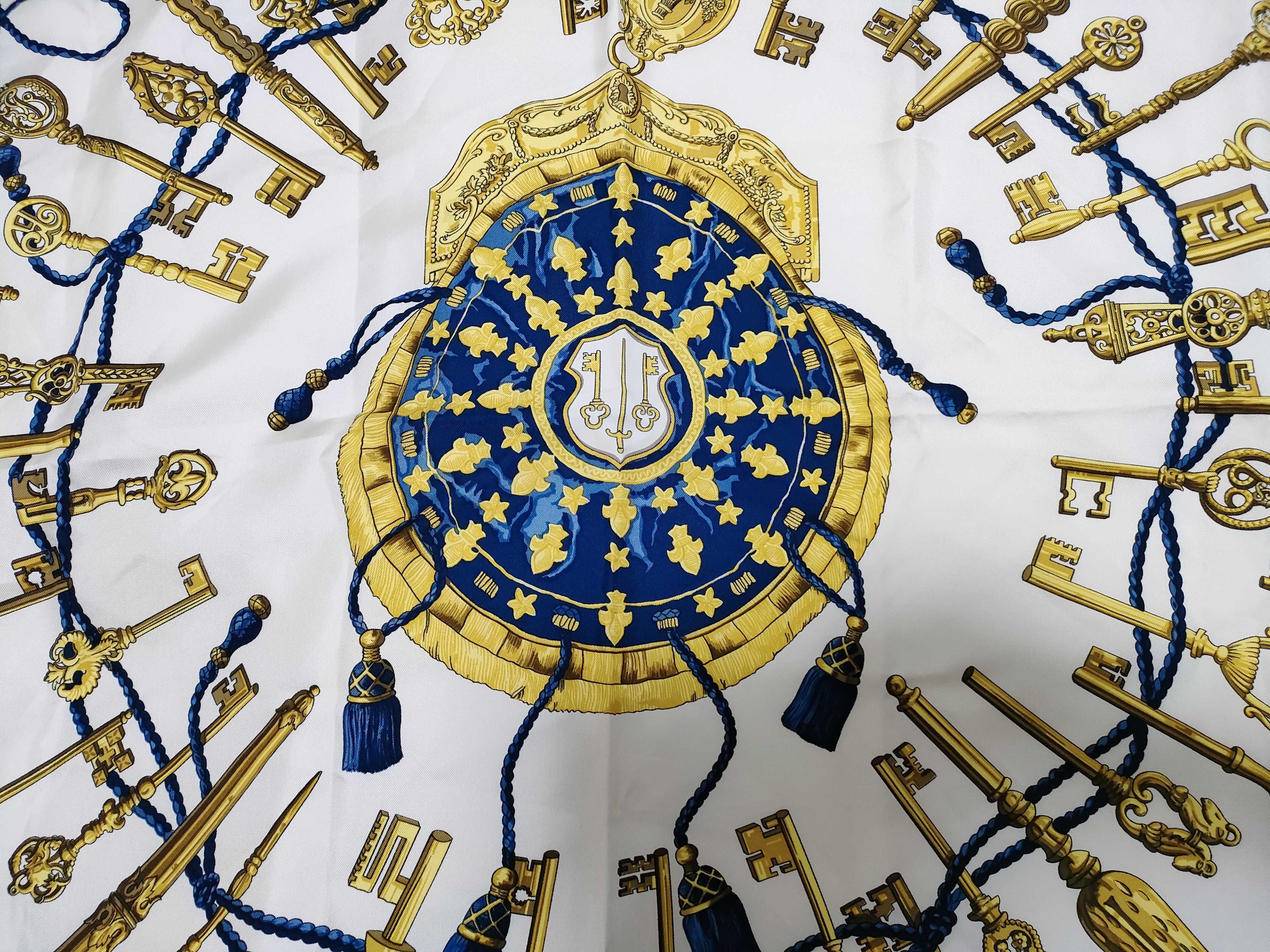 Hermes Paris Silk Twill Scarf in Les Cles Pattern