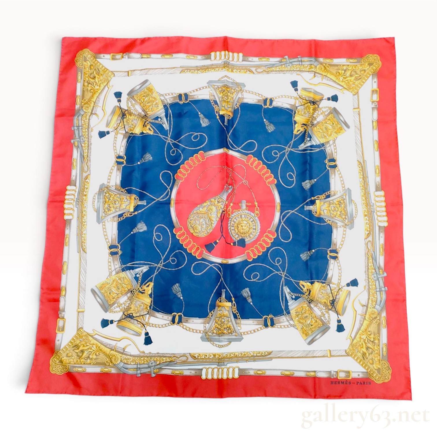 Hermes Paris Pistolets Pattern Silk Scarf