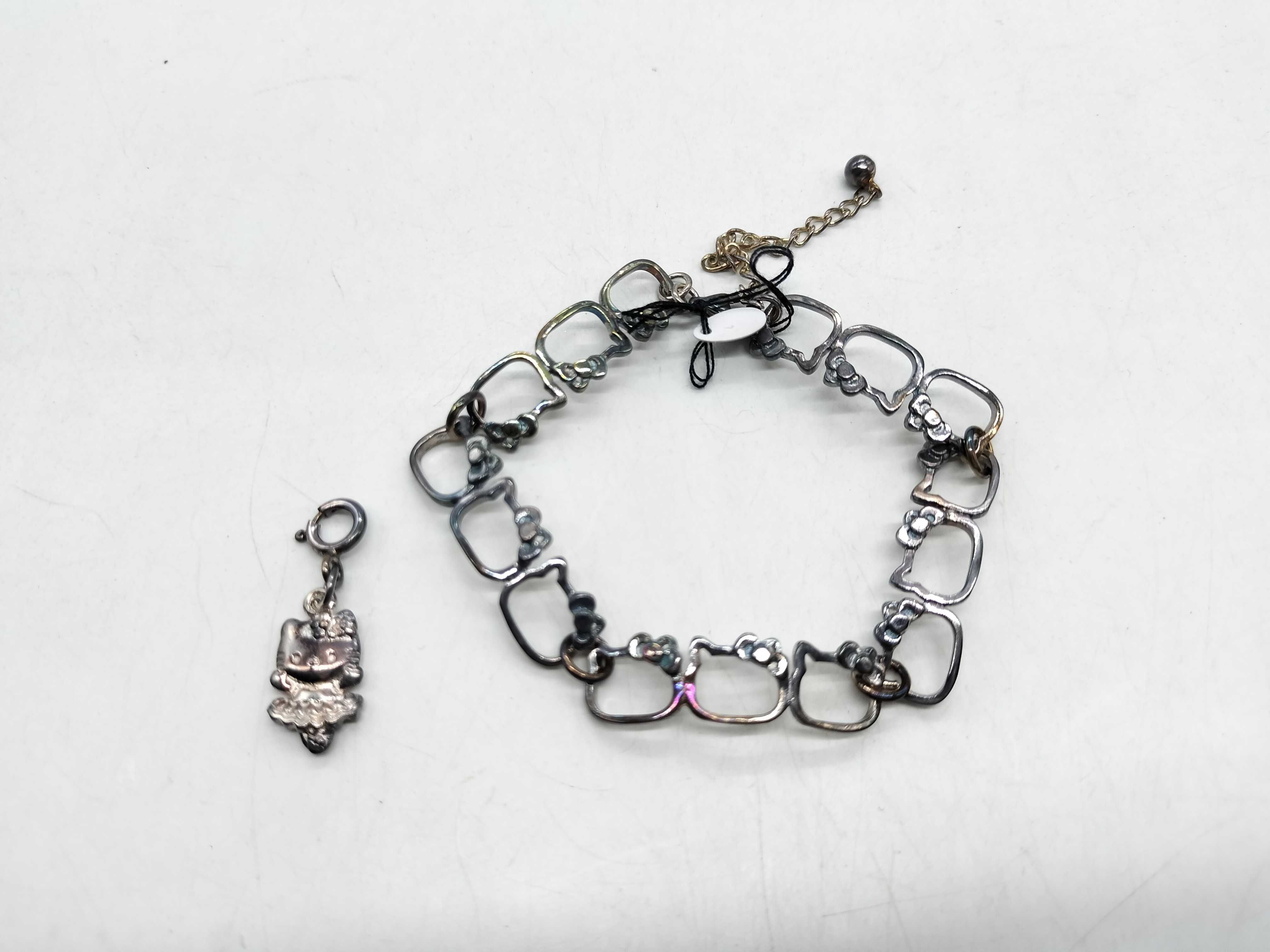 Sanrio Sterling Silver Hello Kitty Link Bracelet and Figural Charm Set
