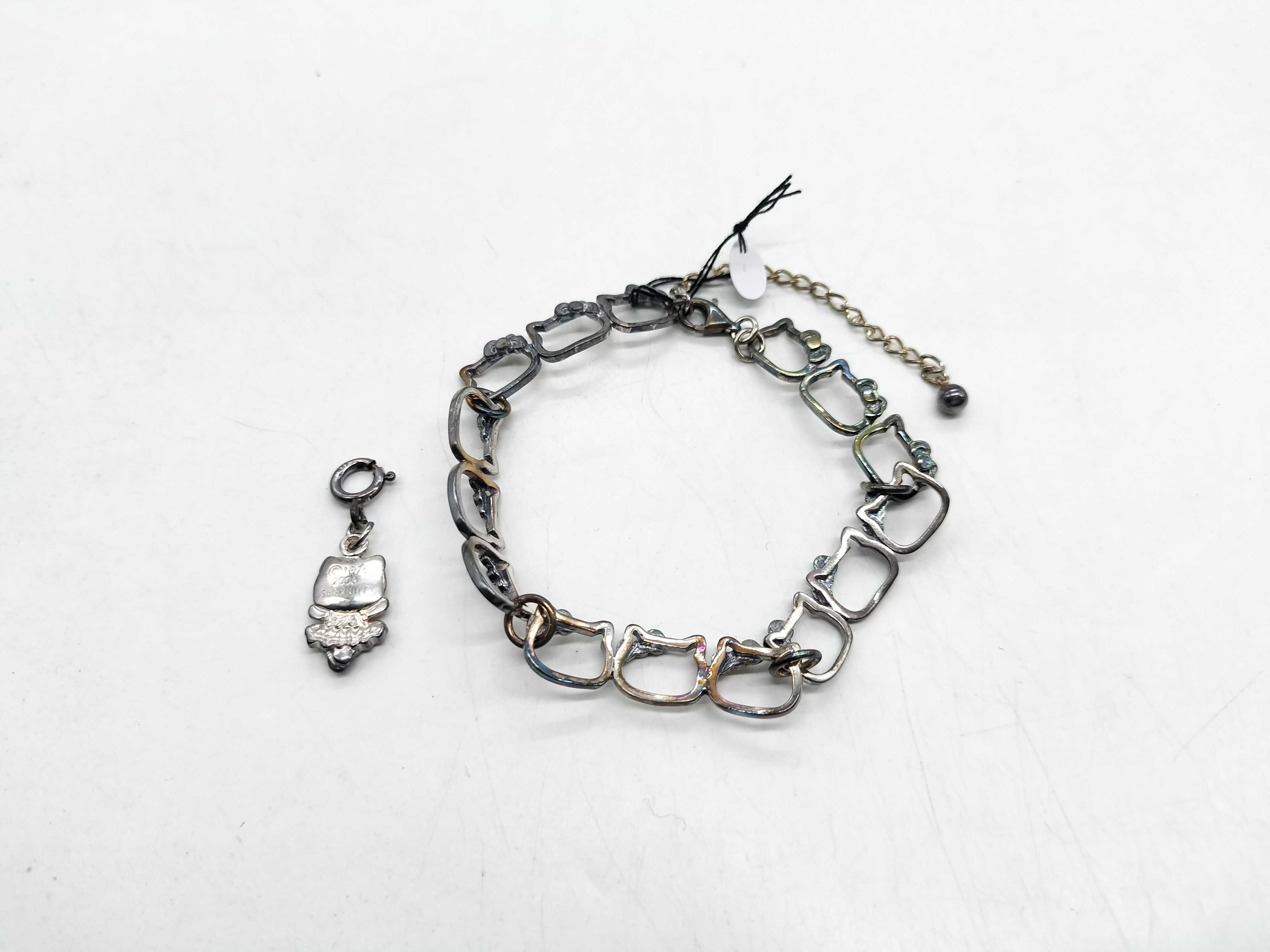 Sanrio Sterling Silver Hello Kitty Link Bracelet and Figural Charm Set