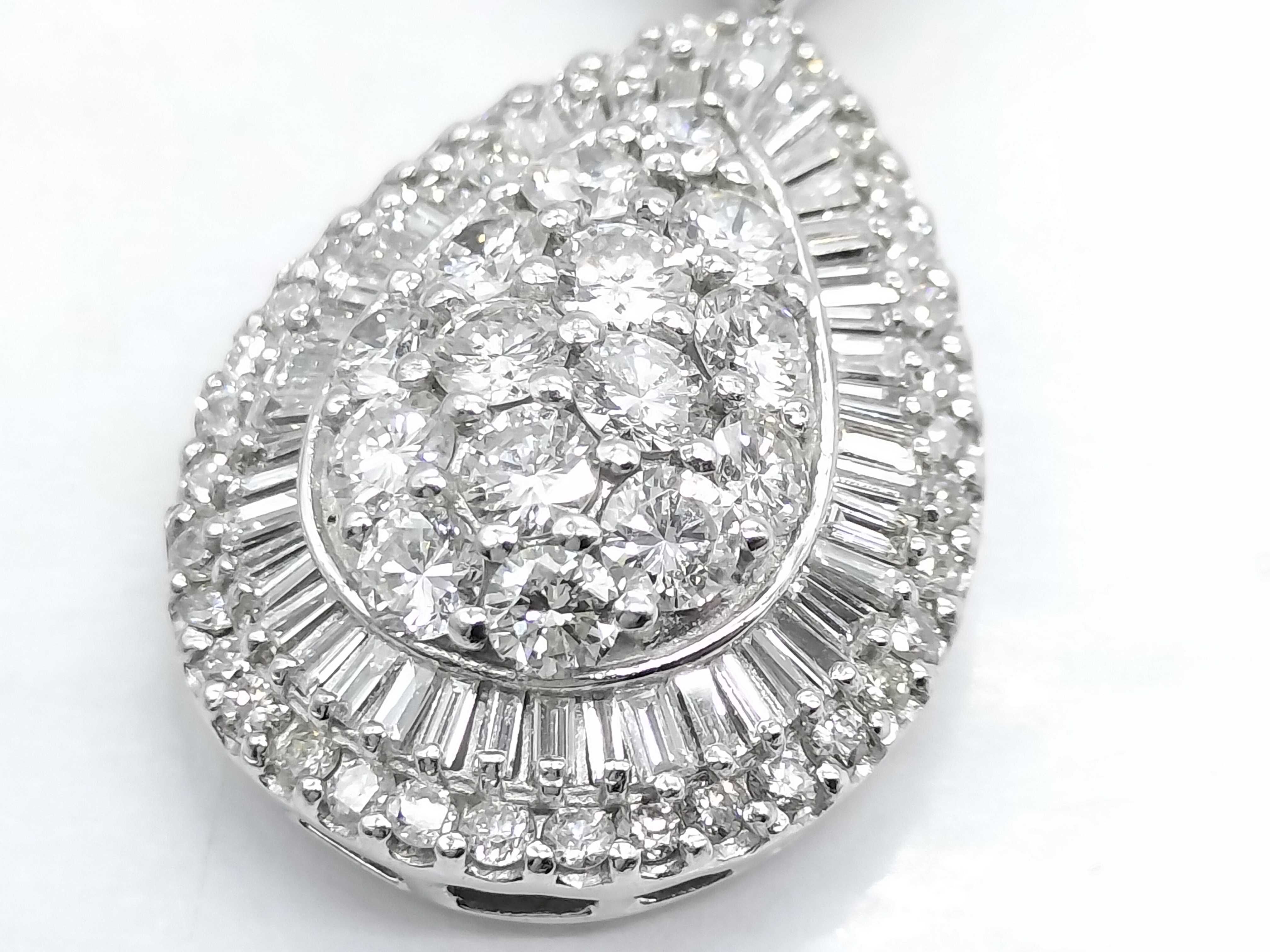 Platinum and 2.57ctw Diamond Pear-Shaped Cluster Pendant