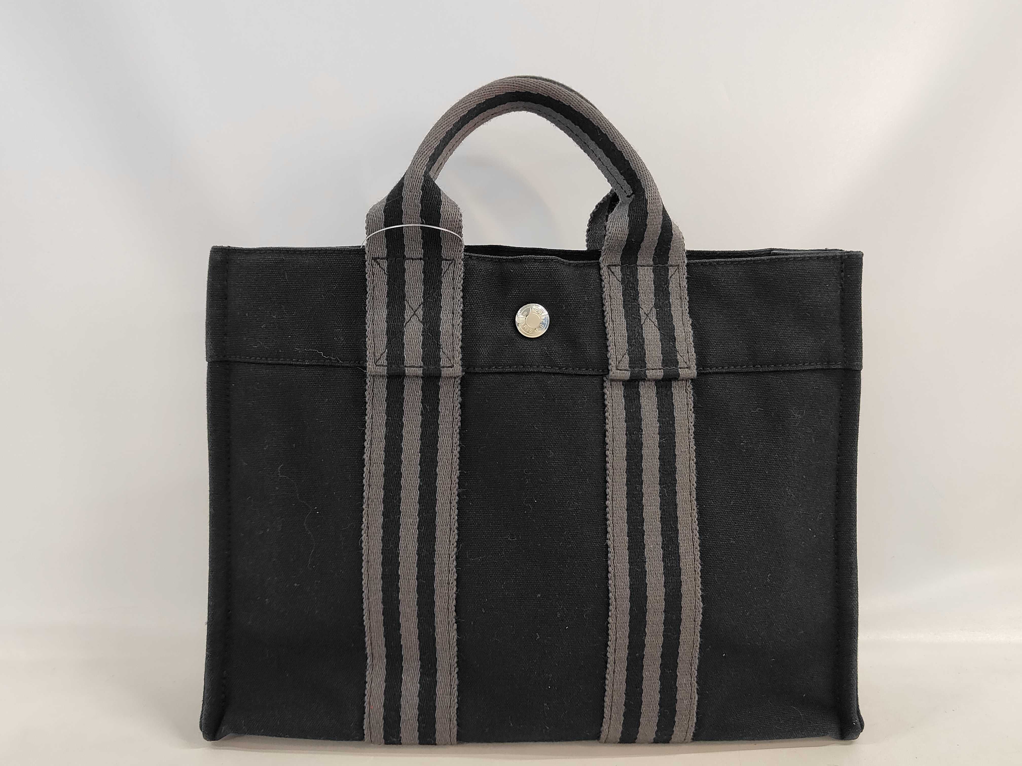 Hermes Black Canvas Fourre-Tout PM Tote Bag