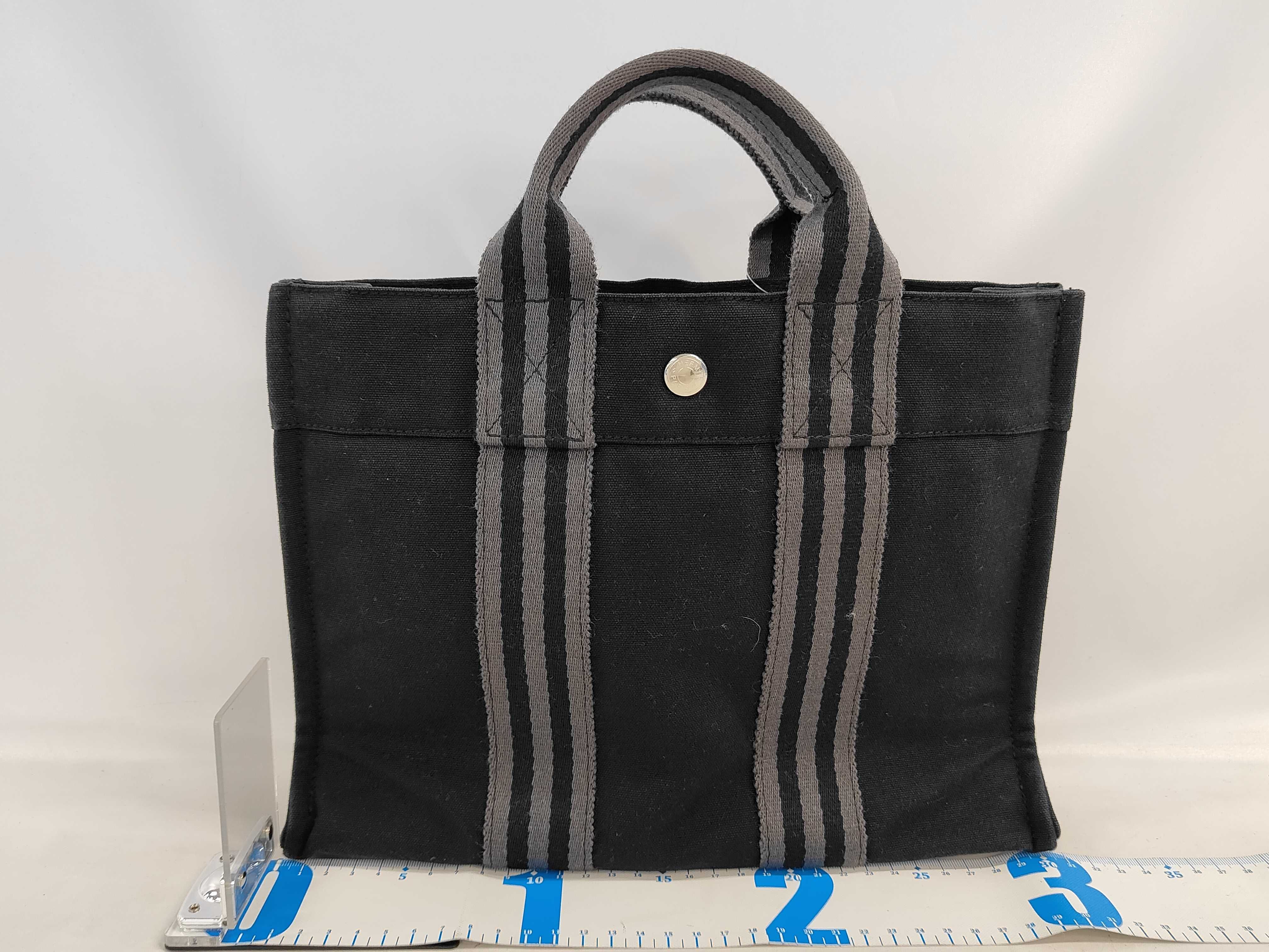 Hermes Black Canvas Fourre-Tout PM Tote Bag