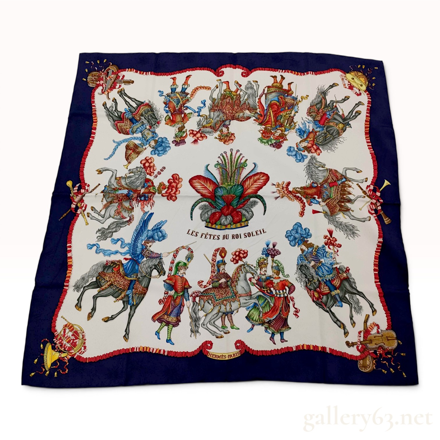 Hermes Les Fetes du Roi Soleil Silk Jacquard Scarf with Box