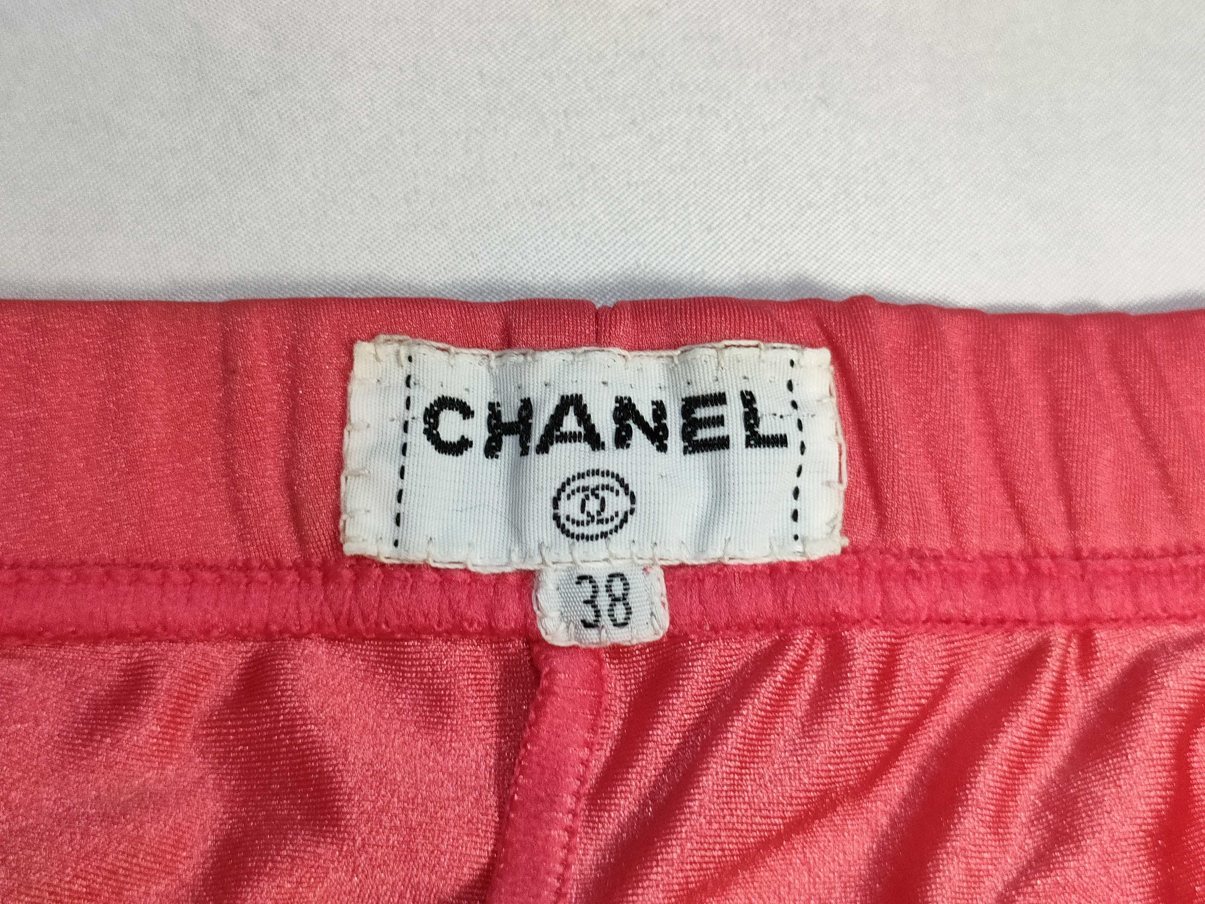 Vintage Chanel Coral Pink Stretch Jersey Leggings Size 38