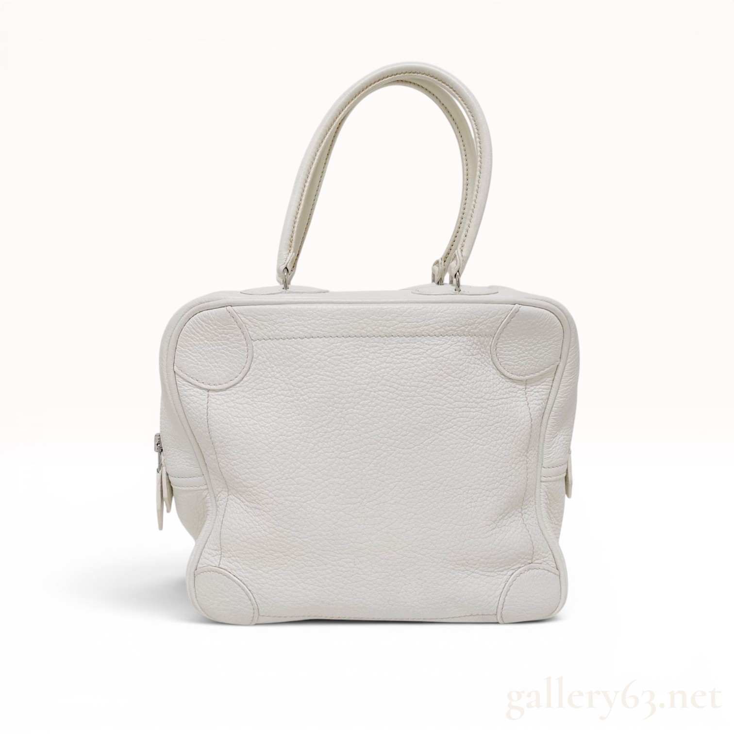 Hermes White Tryon Clemence Leather Omnibus PM Handbag
