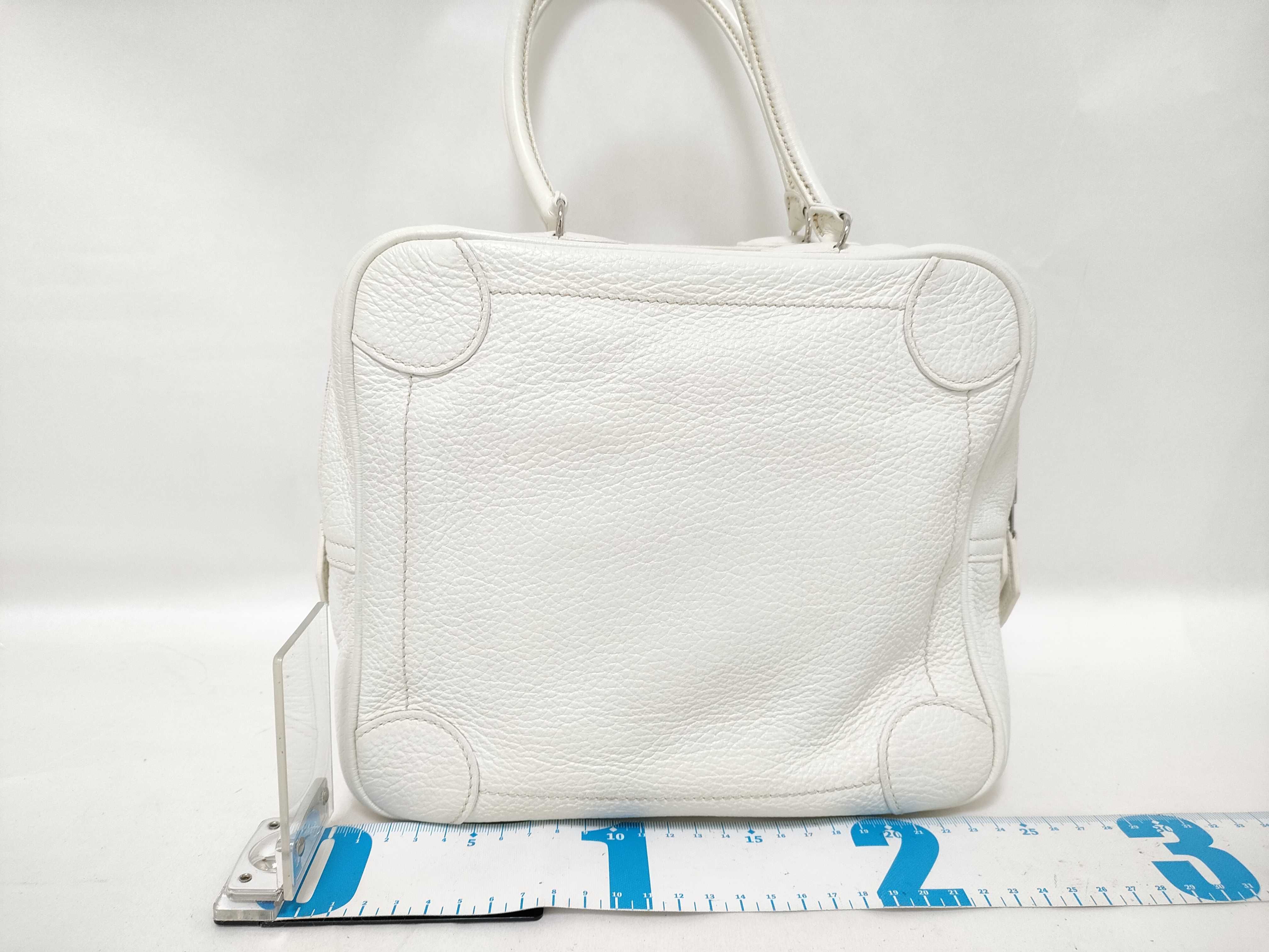 Hermes White Tryon Clemence Leather Omnibus PM Handbag