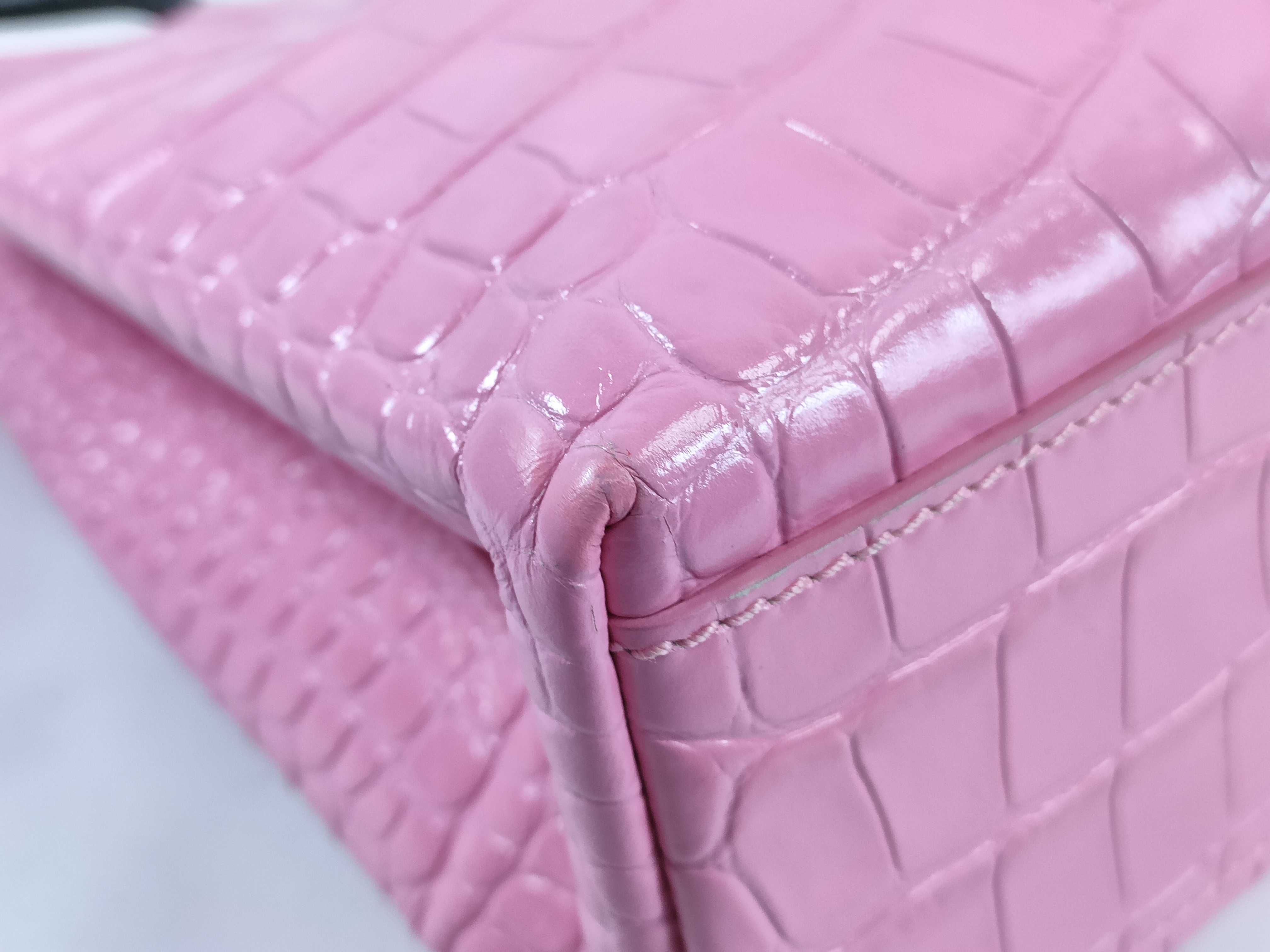 Balenciaga Shopping Tote XXS in Pink Croc-Embossed Leather