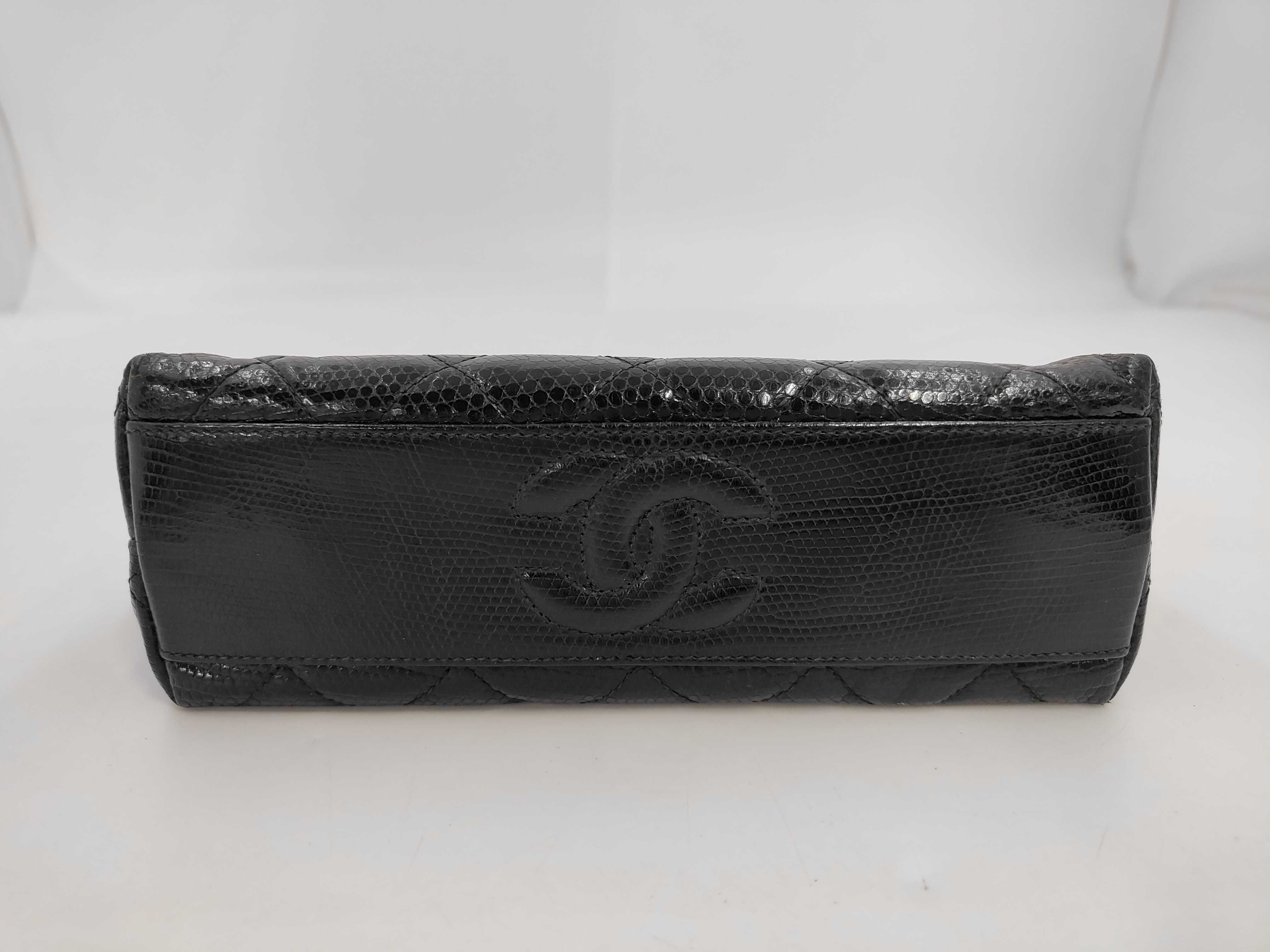An Important Chanel Vintage Black Quilted Lizard Skin Flap Bag with Multi-Strand Gold-Plated Chain, 0 Series 1984-1986