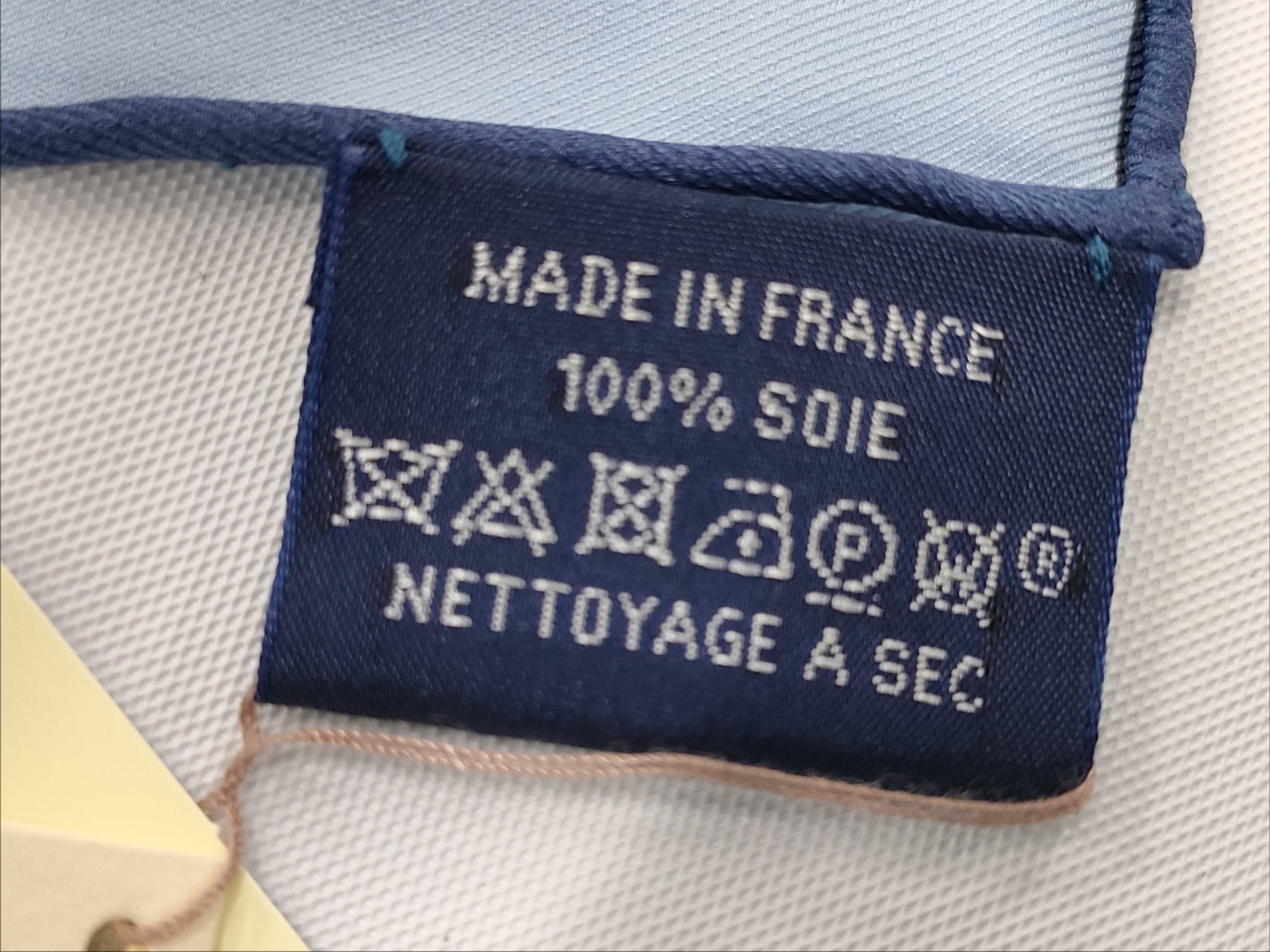 Hermes Silk Twill Pocket Square in Ciel and Marine H Geometric Pattern