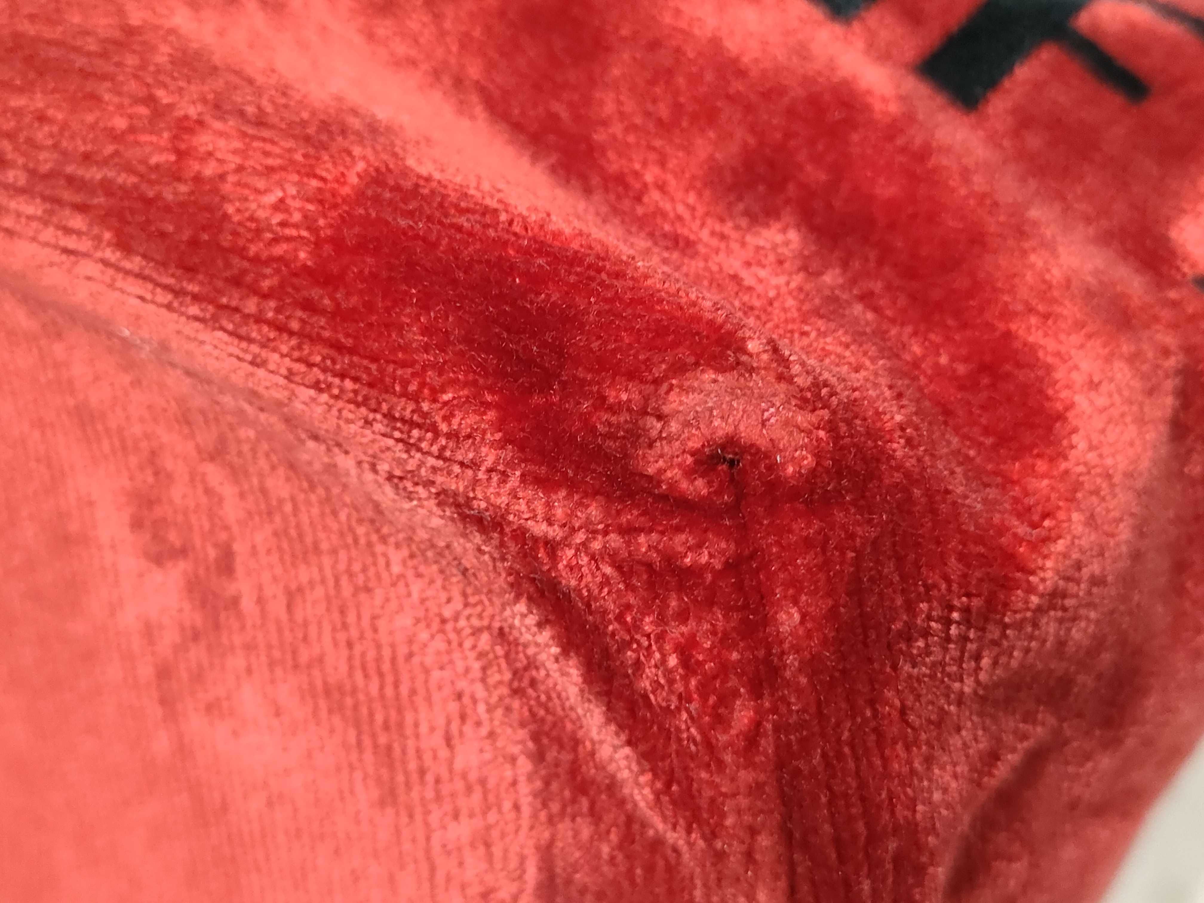 Fendi Red Ribbed Velvet Logo Shopper Tote Bag
