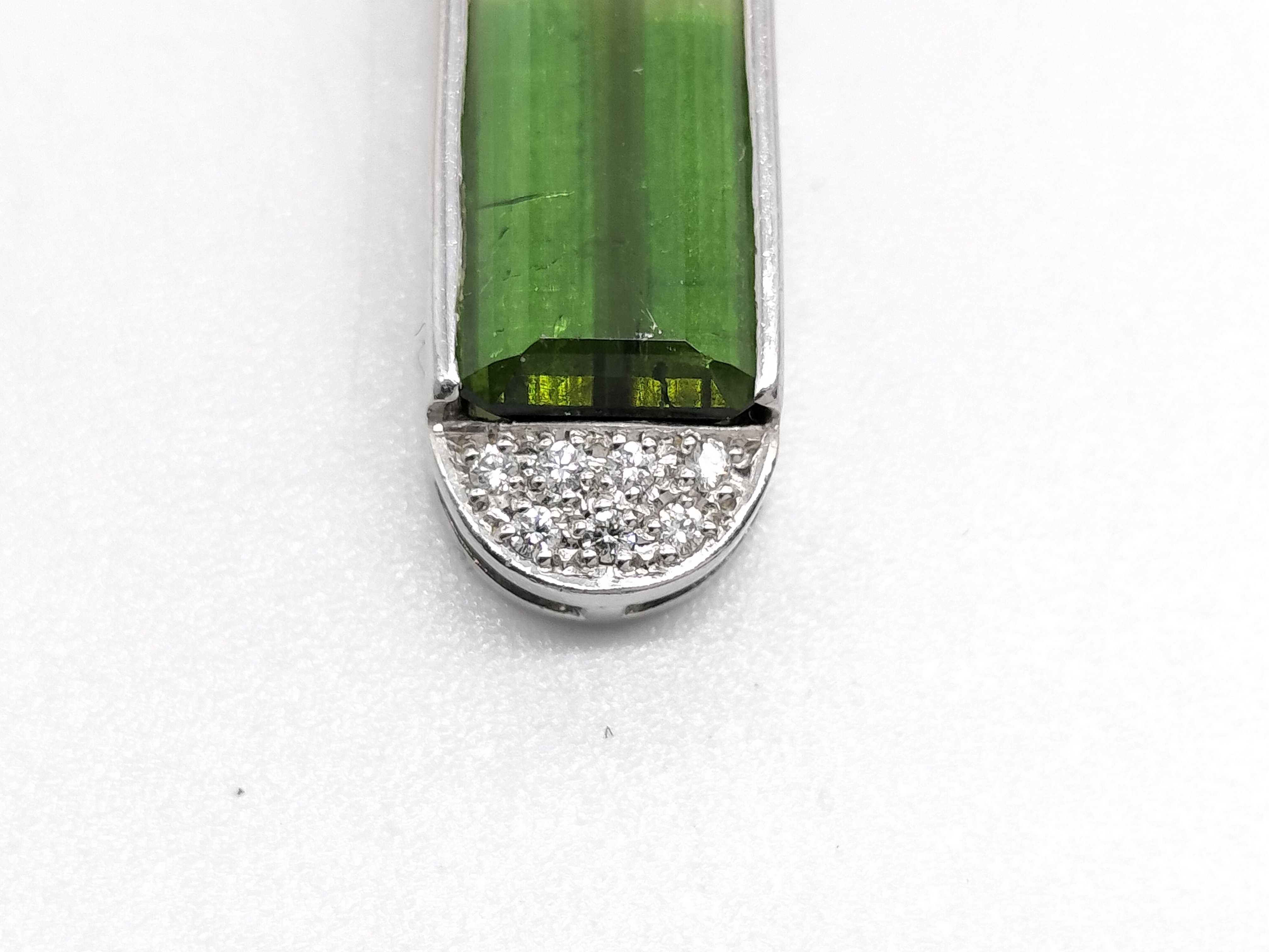 Platinum 6.11ct Bi-Color Tourmaline and Diamond Pendant Necklace