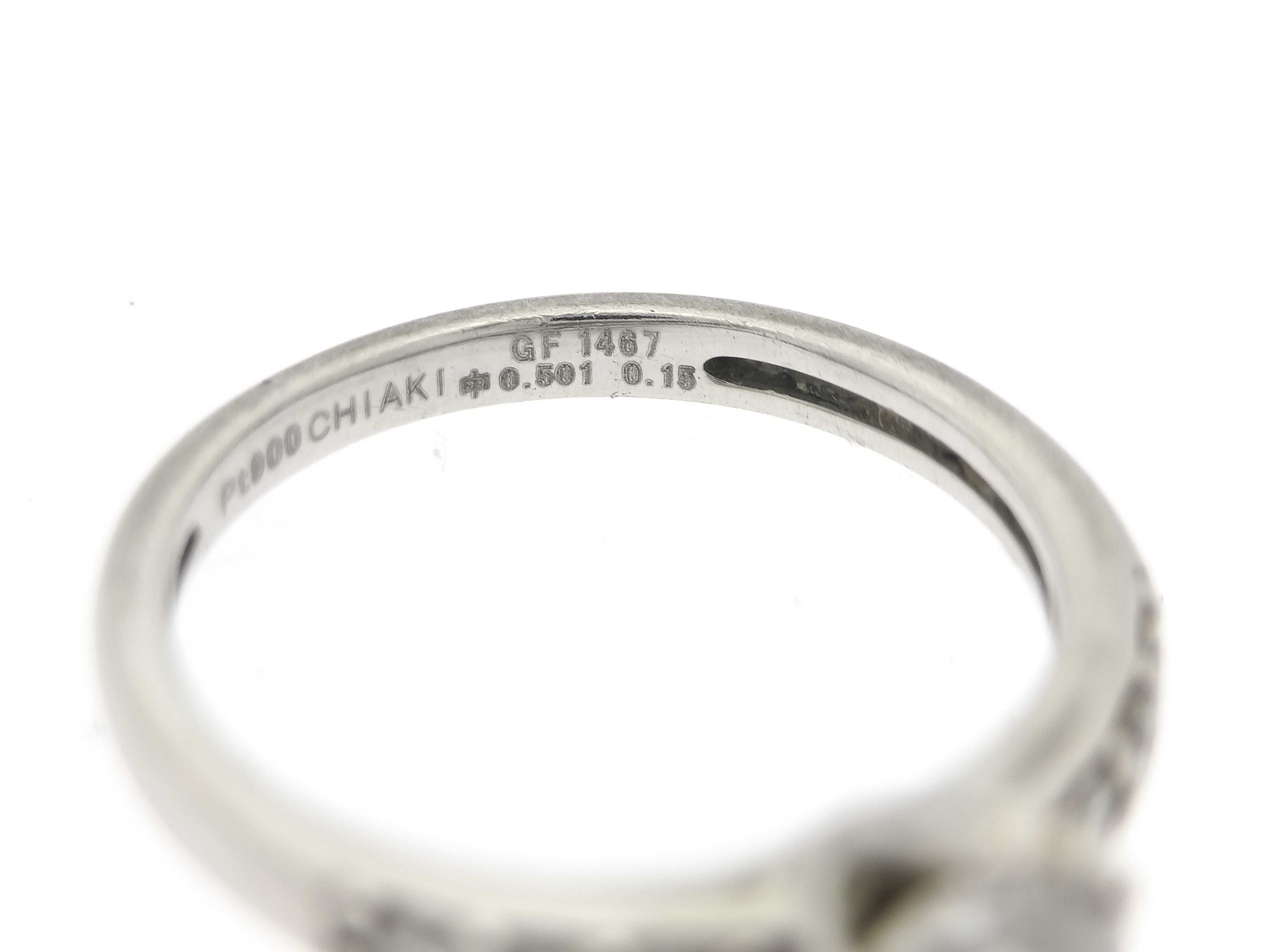 Chiaki Platinum and.501ct/.15ct Diamond Solitaire with Accents Ring