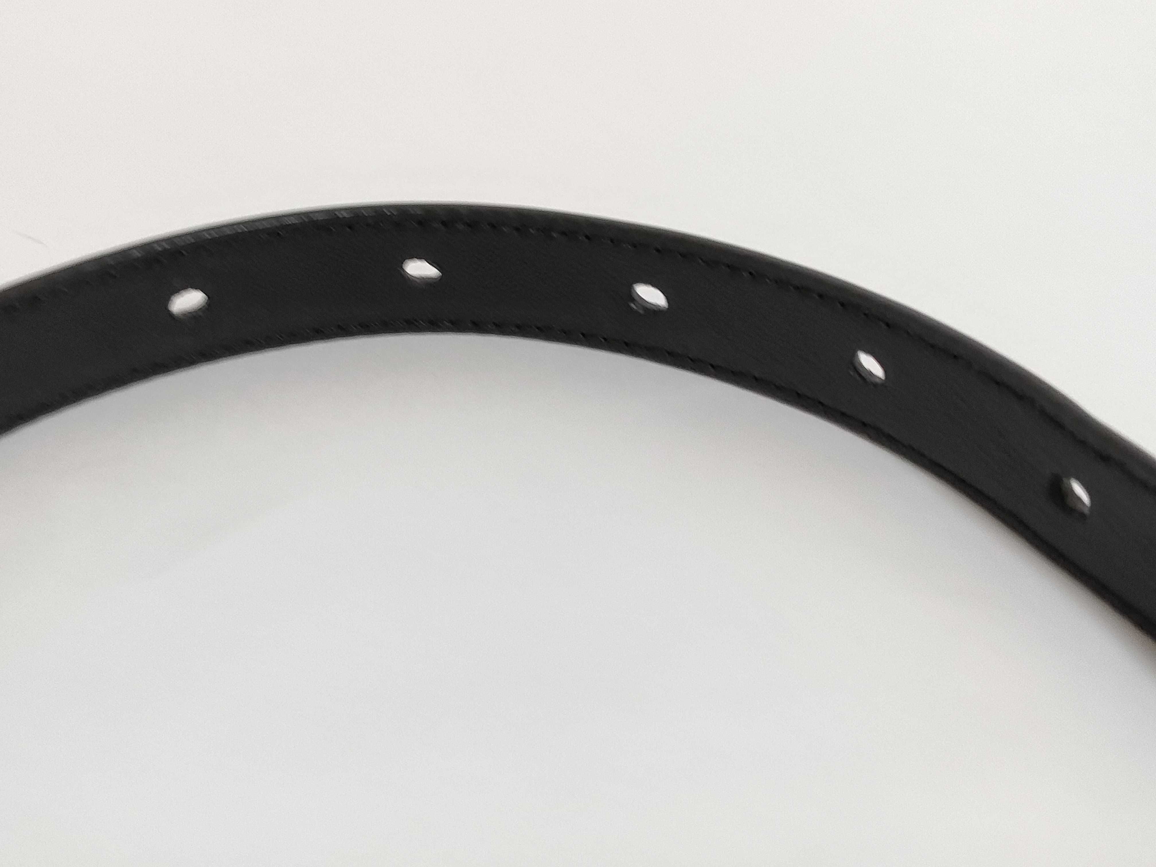 Saint Laurent Paris Narrow Leather Belt with Geometric Buckle