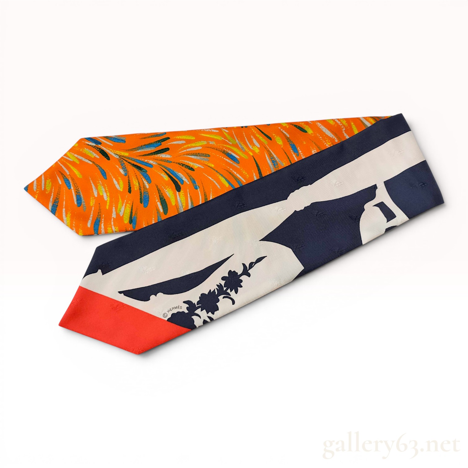Hermes Silk Twilly Scarf in Les Mains and Le Charme d Orphee Patterns with Box