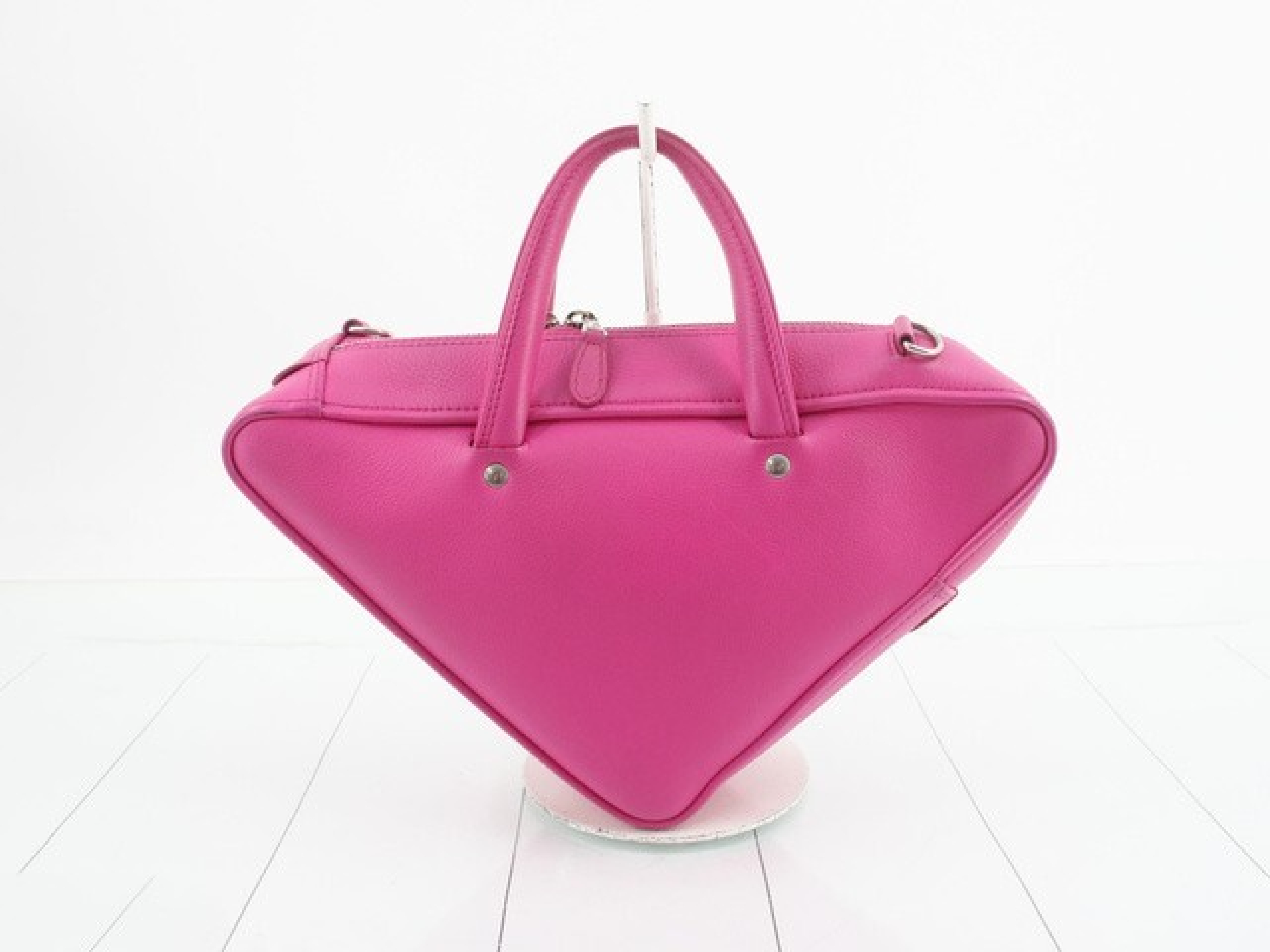 Balenciaga Pink Grained Calfskin Triangle Duffle Bag