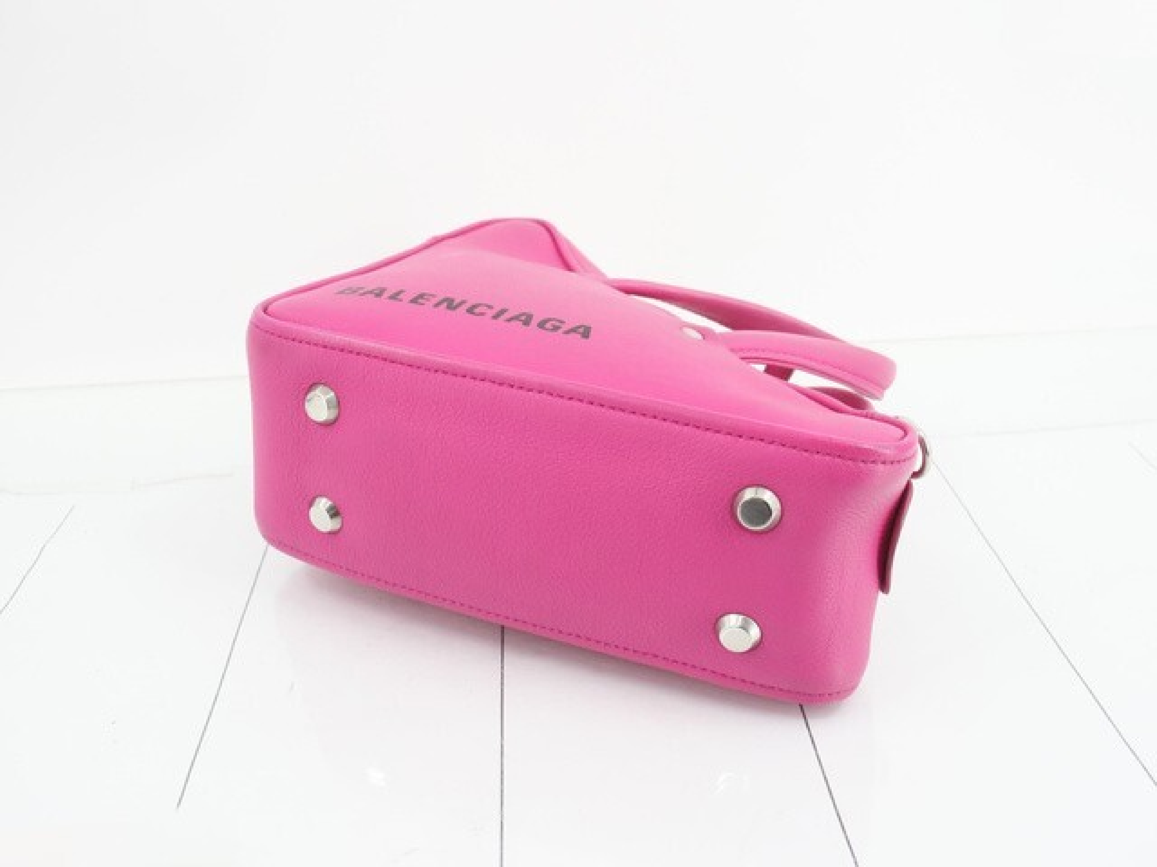 Balenciaga Pink Grained Calfskin Triangle Duffle Bag