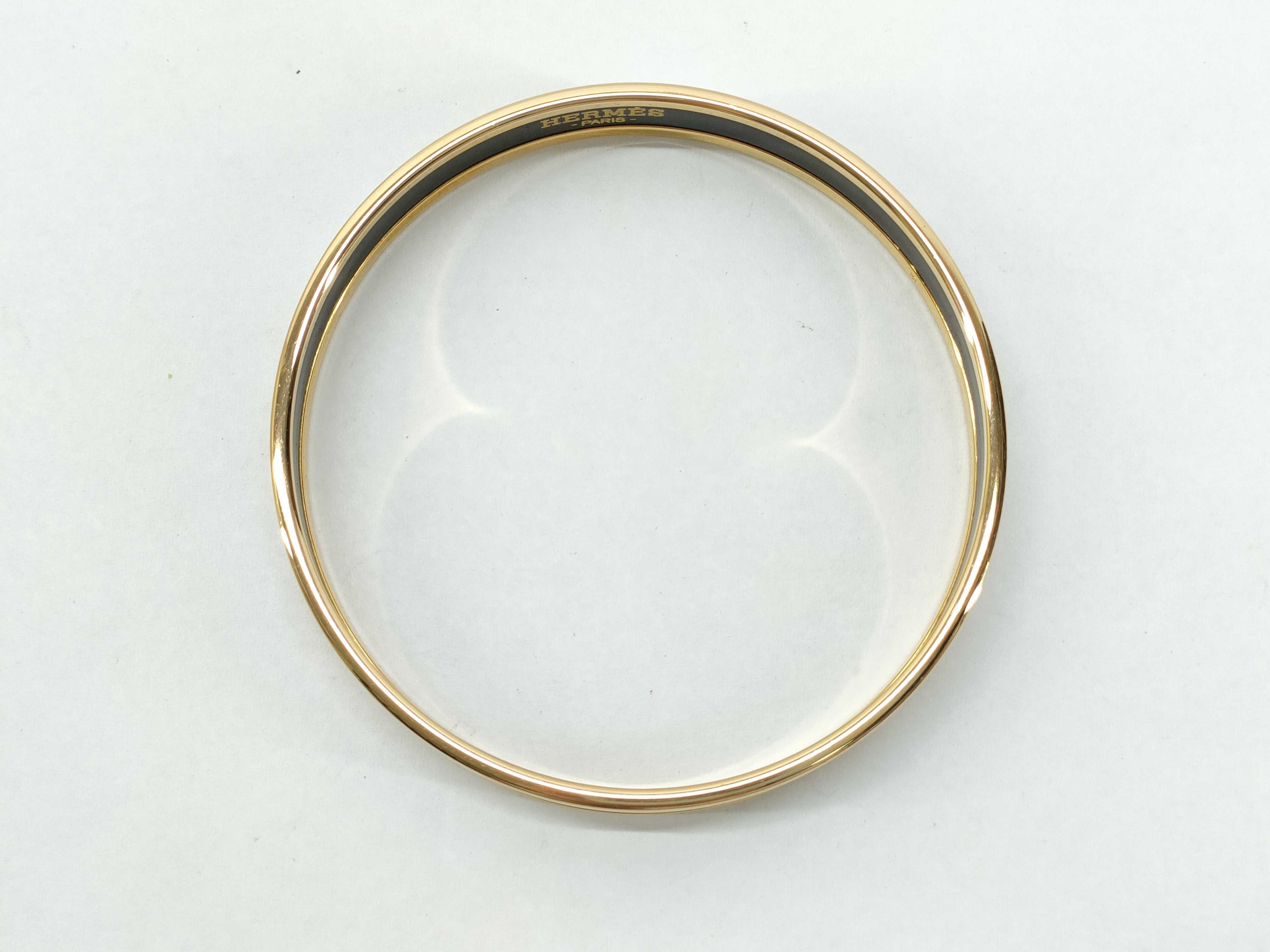 Hermes Gold Plated Enamel Bangle Bracelet in Dans Un Jardin Anglais Pattern