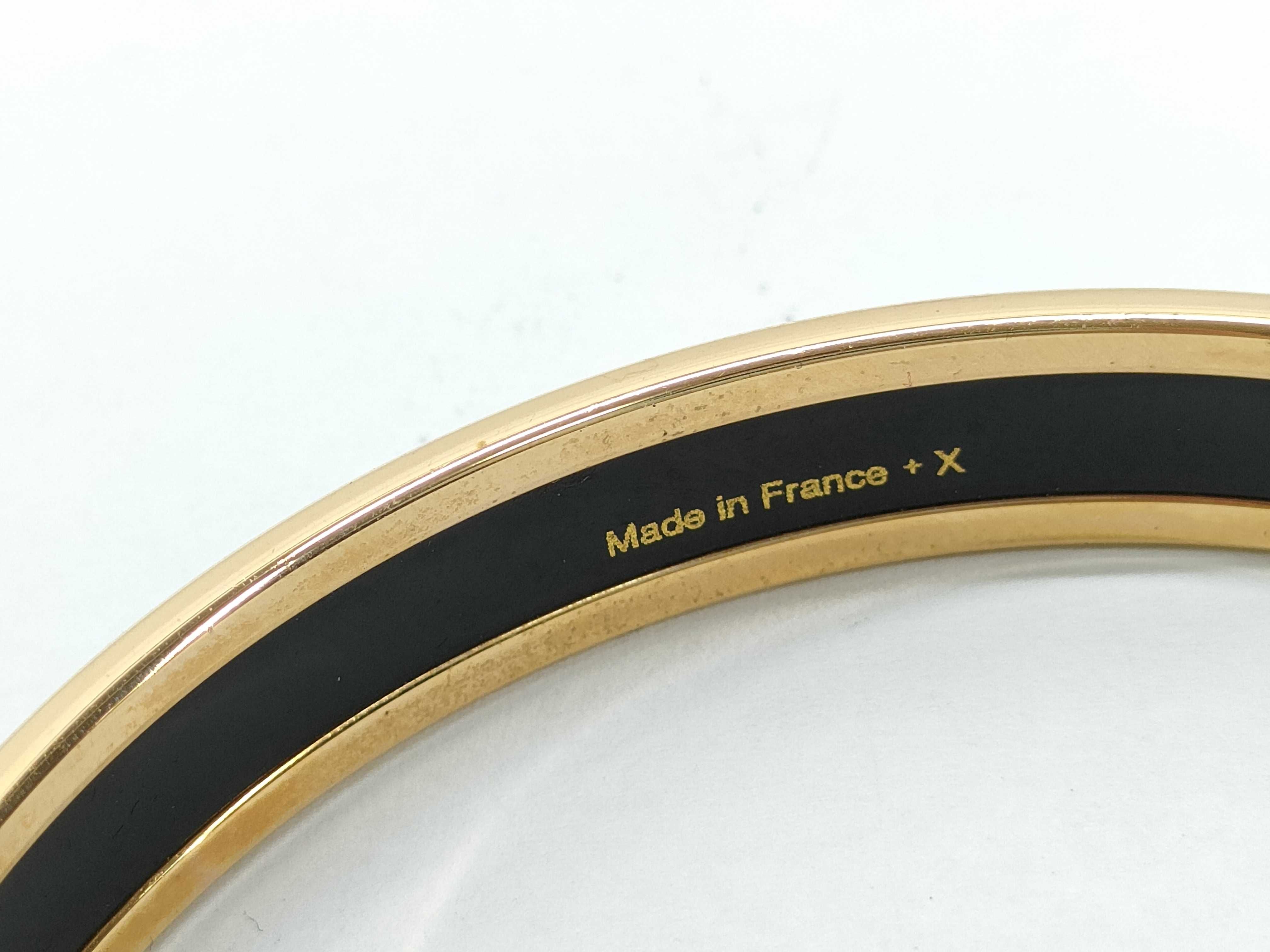 Hermes Gold Plated Enamel Bangle Bracelet in Dans Un Jardin Anglais Pattern