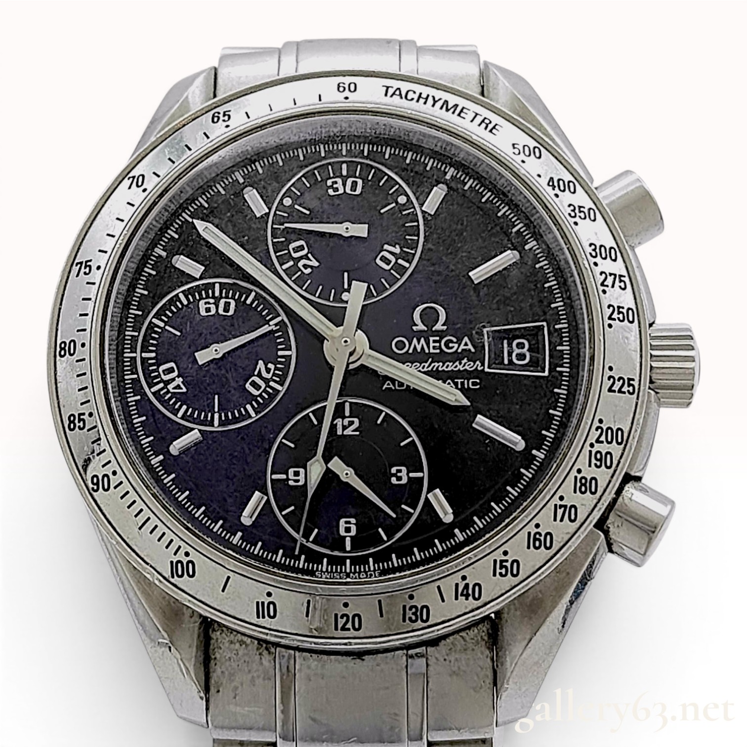 Omega Speedmaster Automatic Date Stainless Steel Chronograph Watch Ref 3513.50