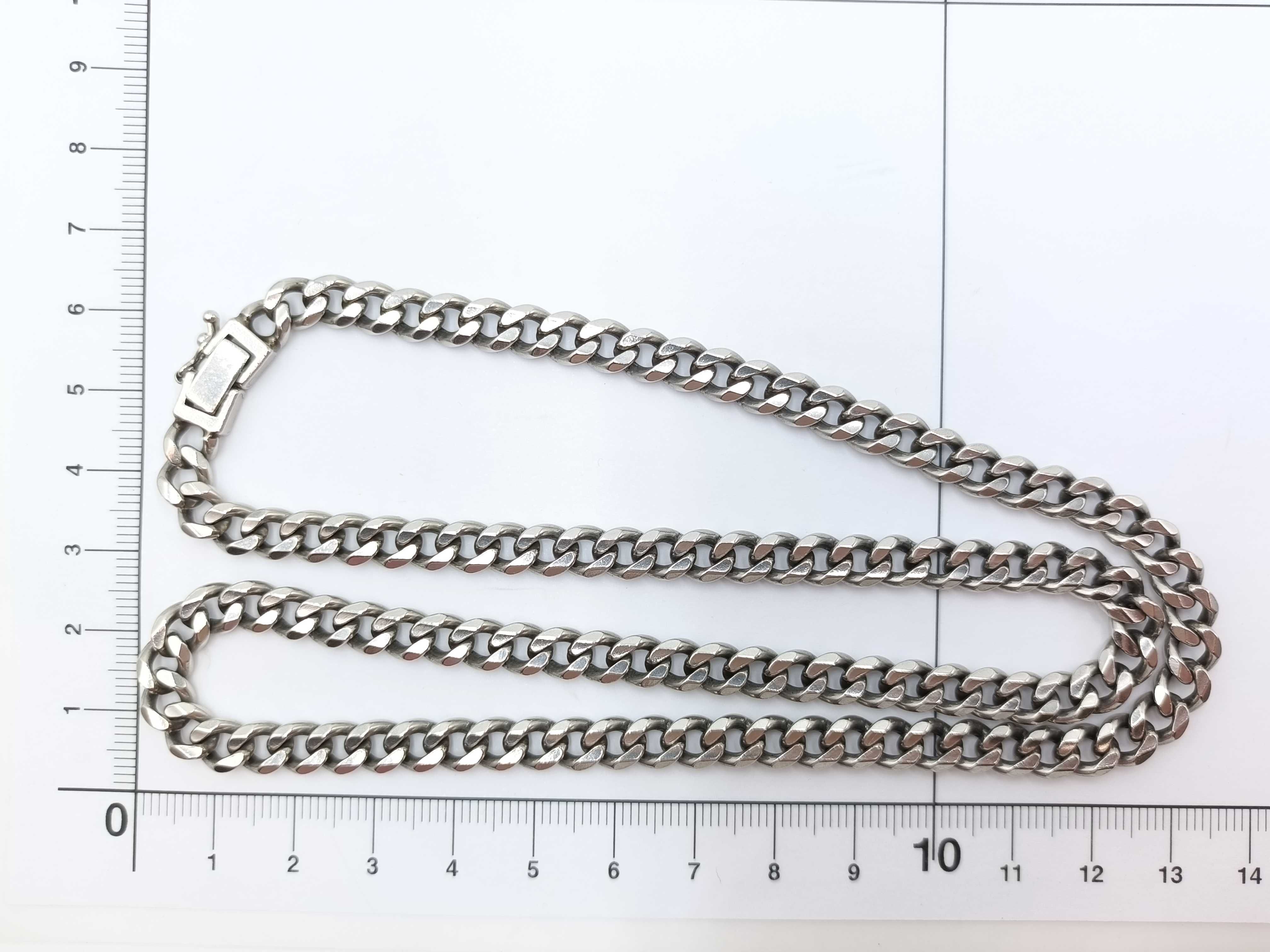 Pt850 Platinum Two-Side Cut Curb Link Kihei Chain Necklace 97.4 Grams