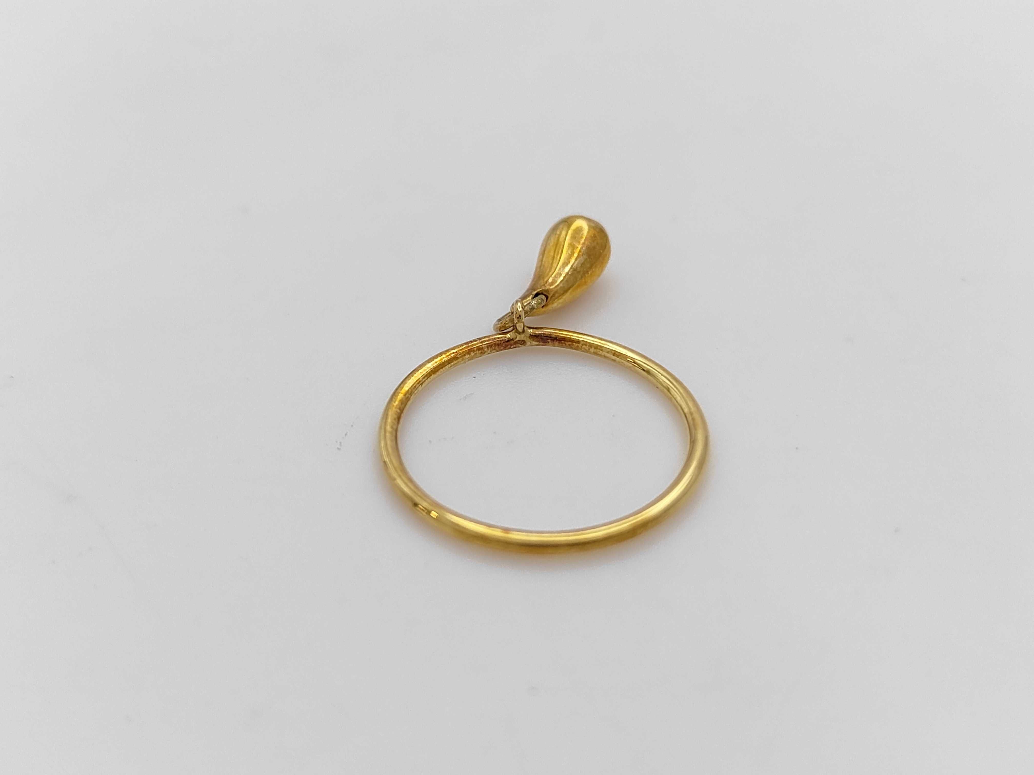 Tiffany and Co. Elsa Peretti 18K Yellow Gold Teardrop Dangle Charm Ring with Box