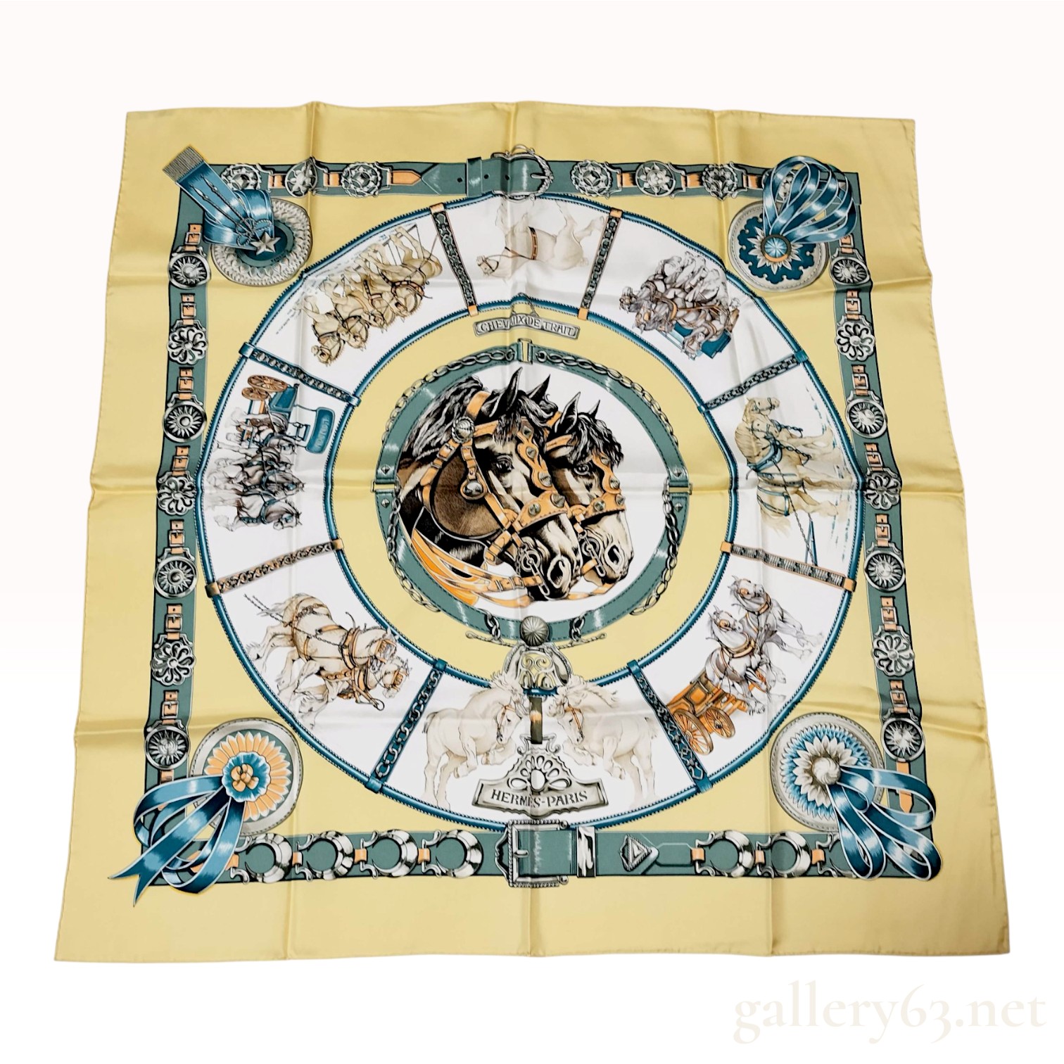 Hermes Chevaux de Trait Silk Carre 90 Scarf