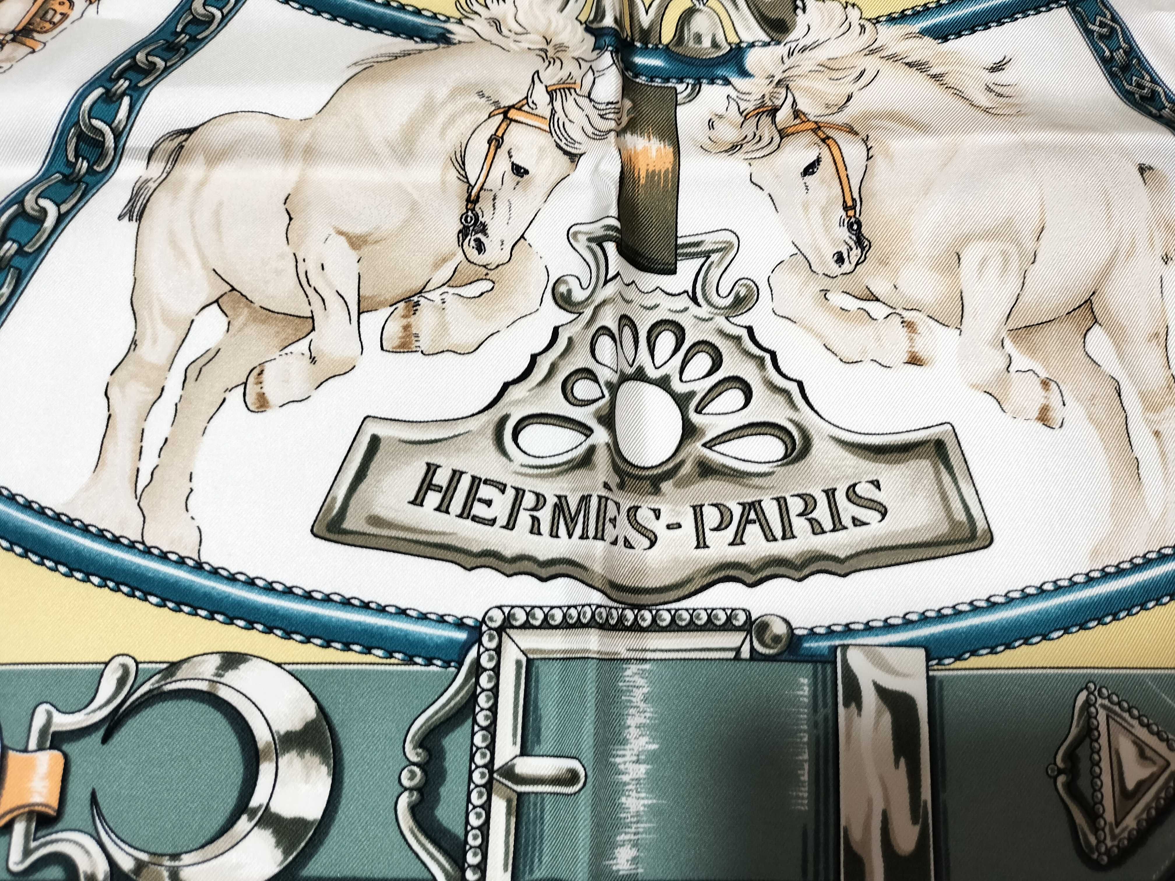 Hermes Chevaux de Trait Silk Carre 90 Scarf