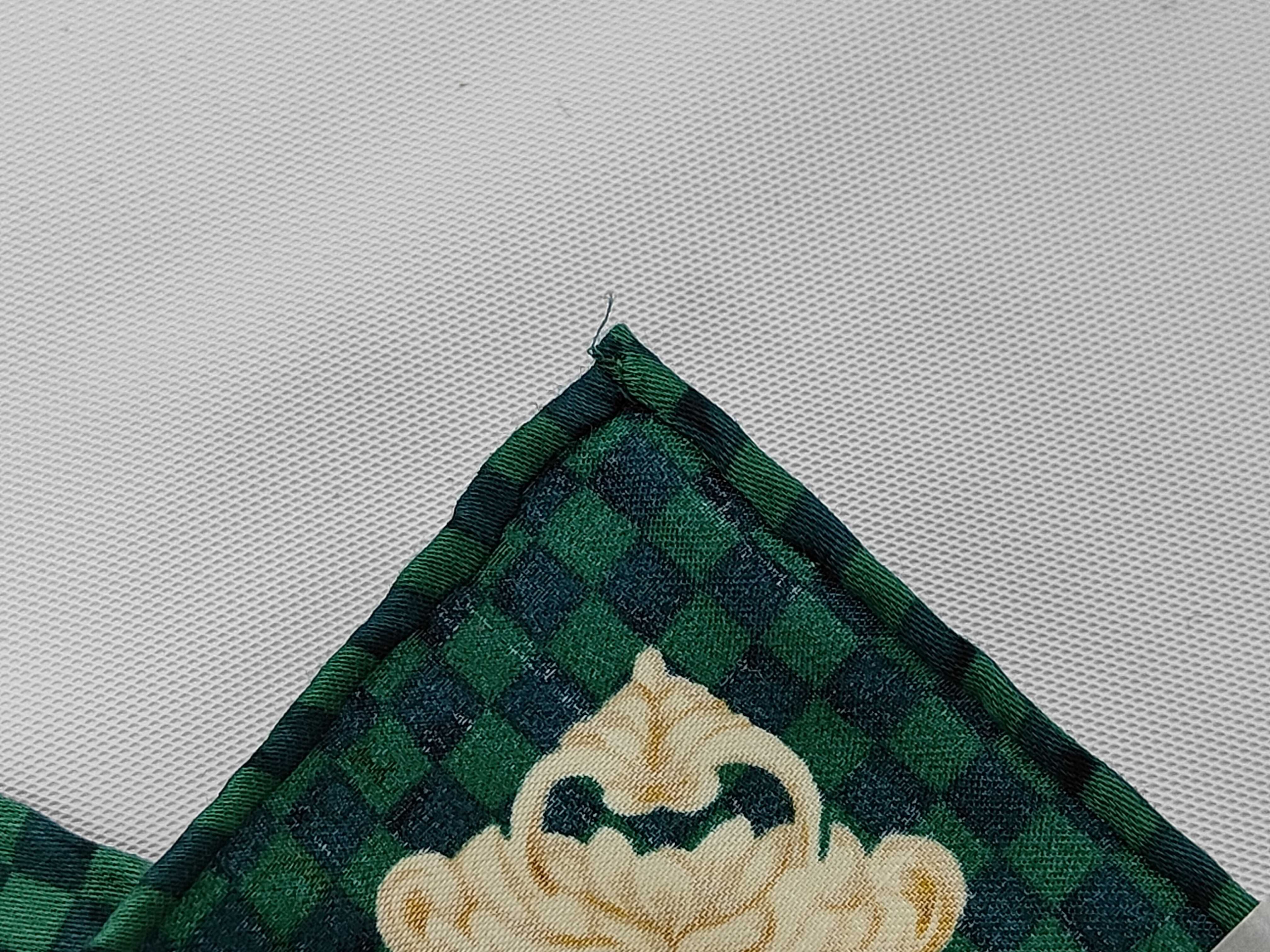 Christian Dior Square Silk Scarf with Baroque CD Monogram Motif and Damier Border