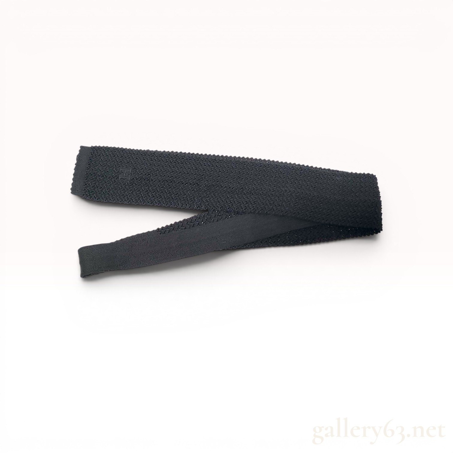 Hermes Solid Black Silk Knit Necktie