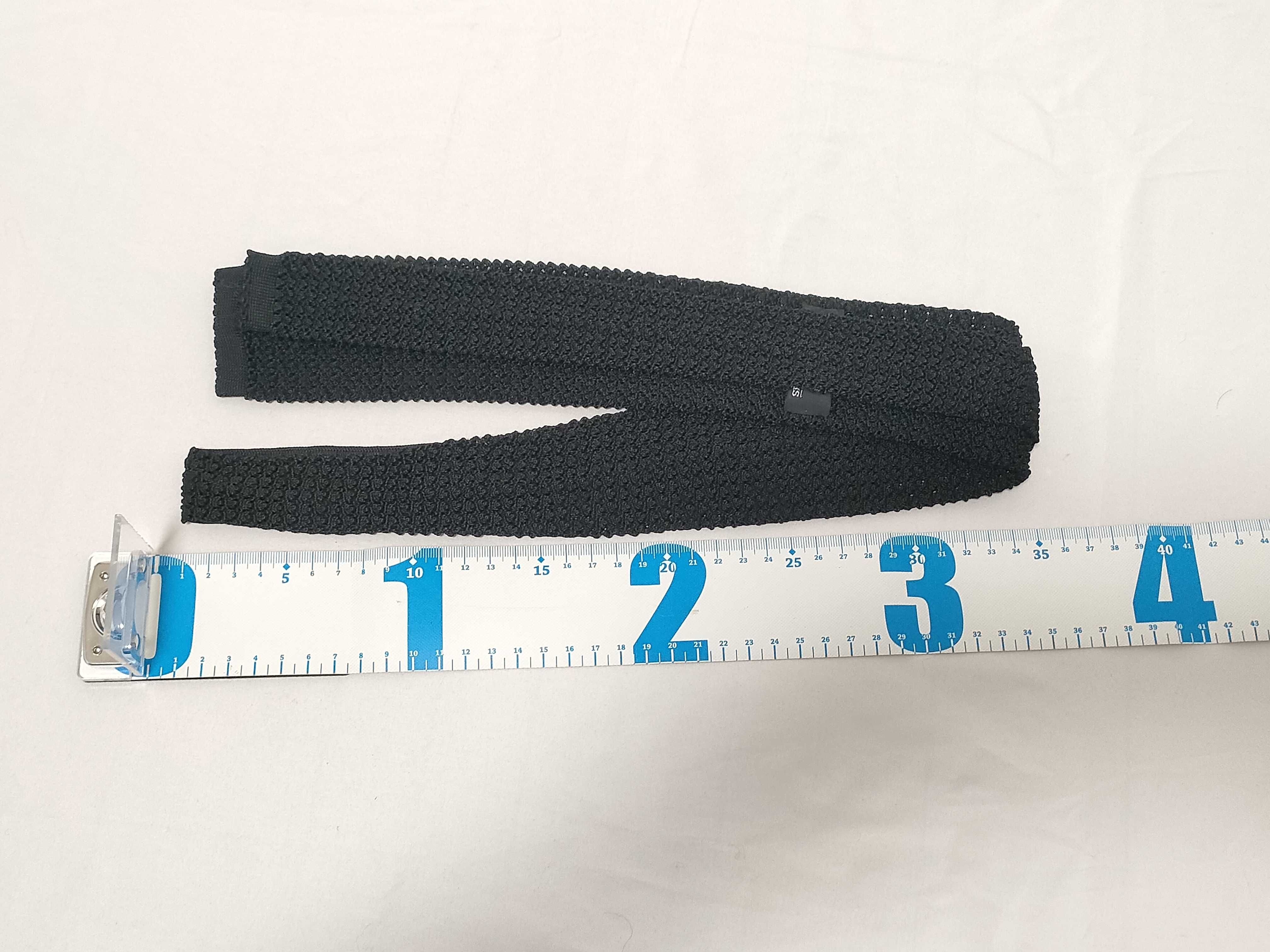 Hermes Solid Black Silk Knit Necktie