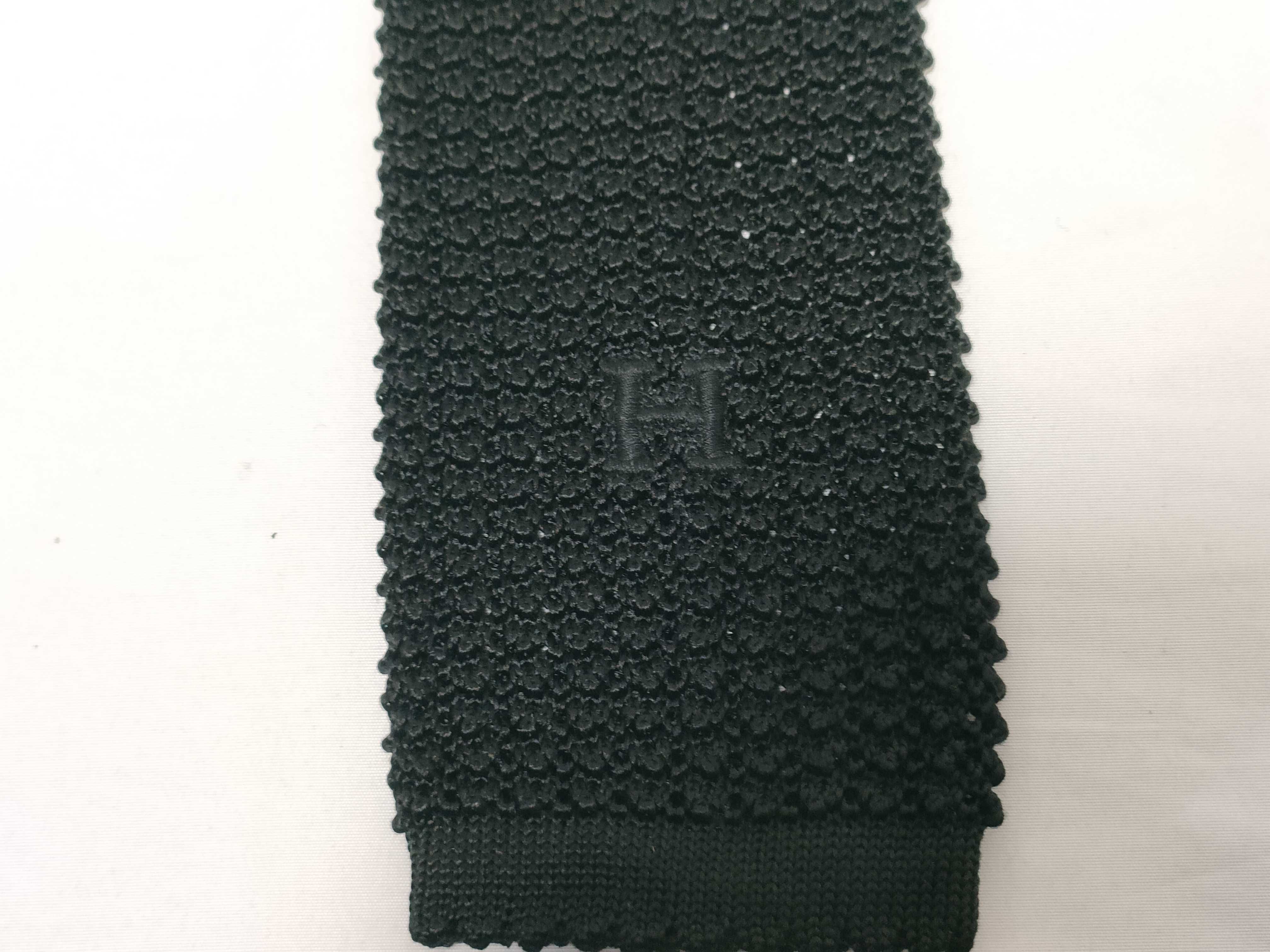 Hermes Solid Black Silk Knit Necktie