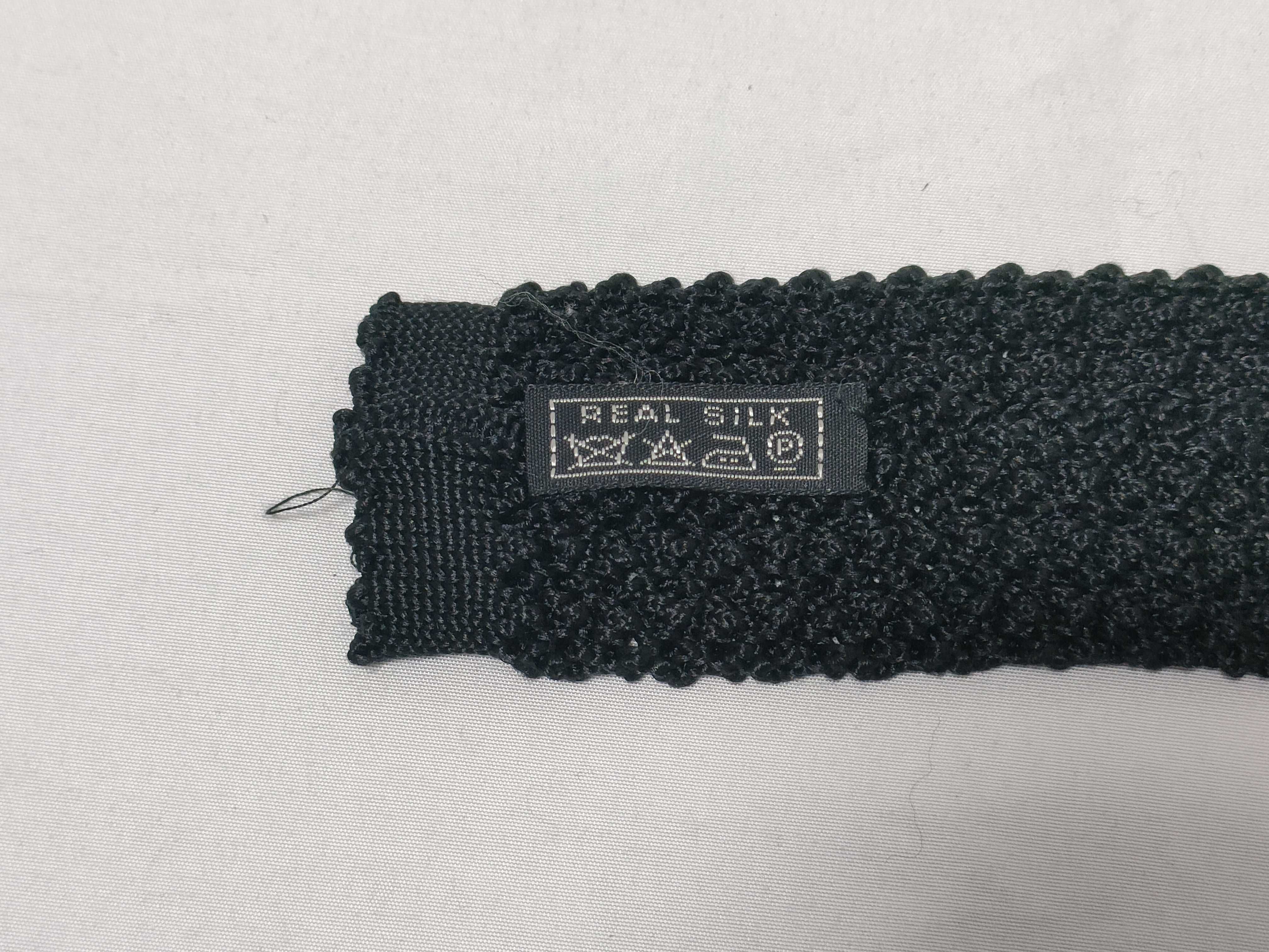 Hermes Solid Black Silk Knit Necktie
