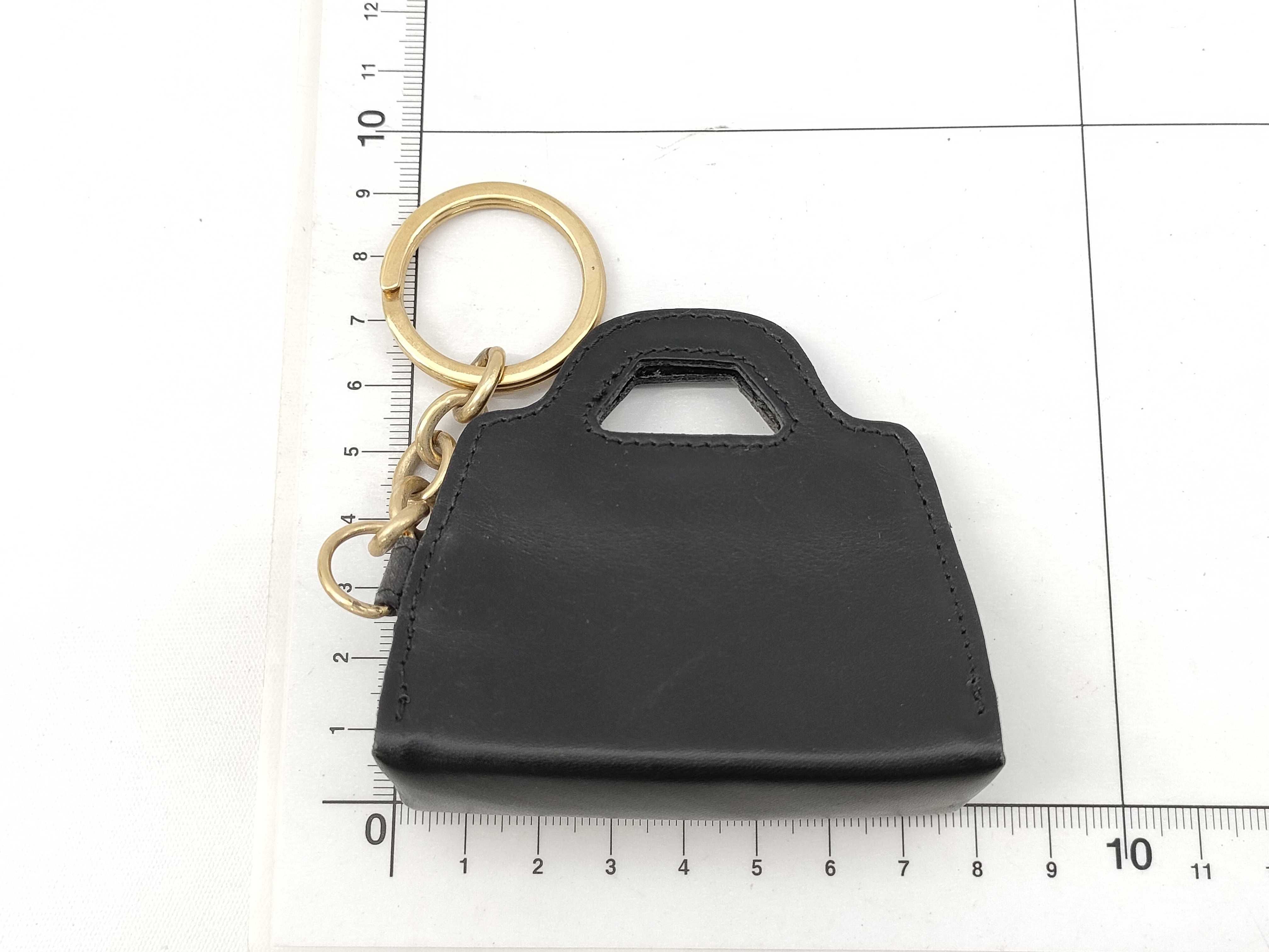 Salvatore Ferragamo Black Leather Wanda Mini Bag Keychain with Box