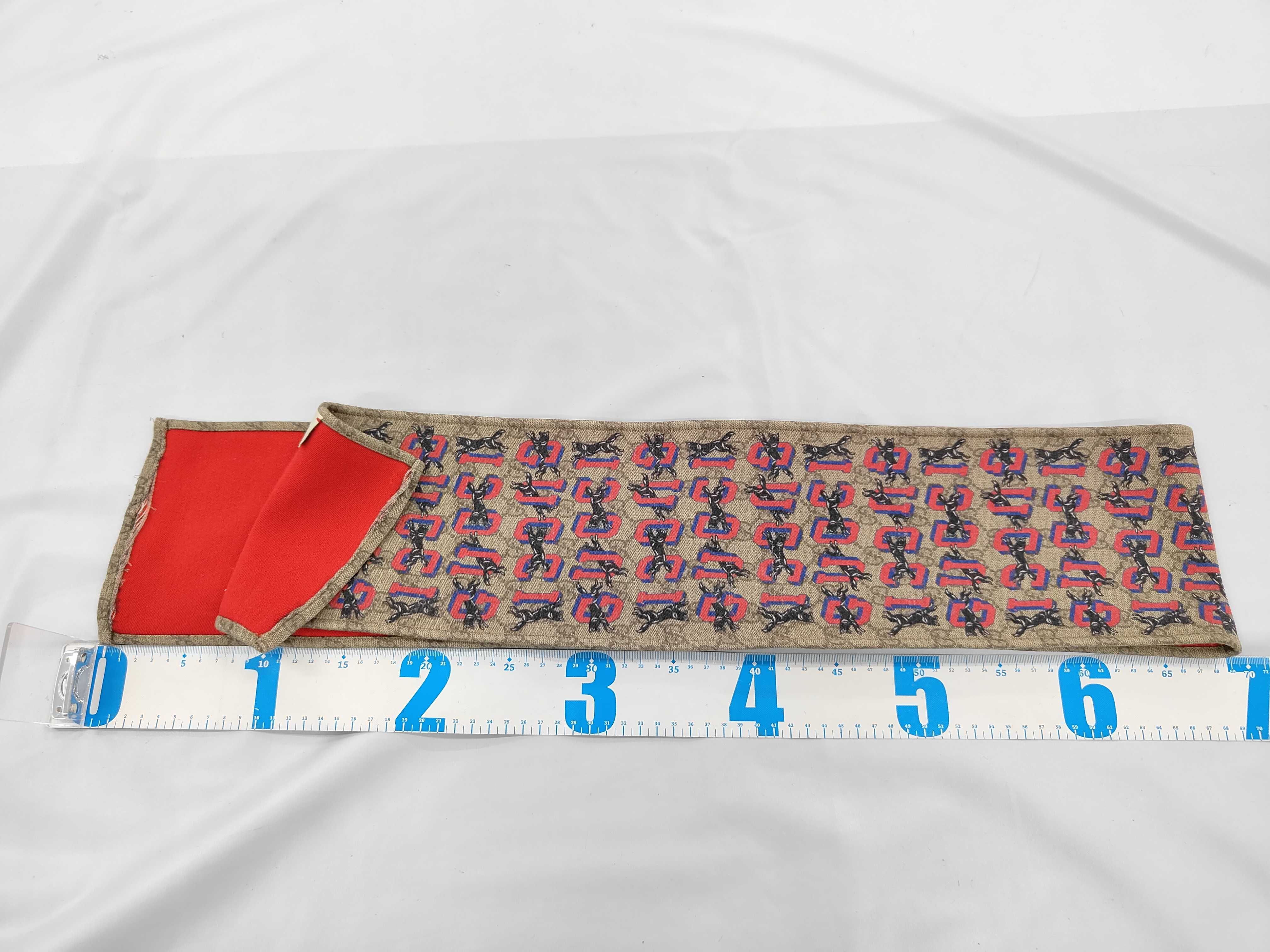 Gucci Silk Neck Bow with Wolf Motif and GG Supreme Pattern