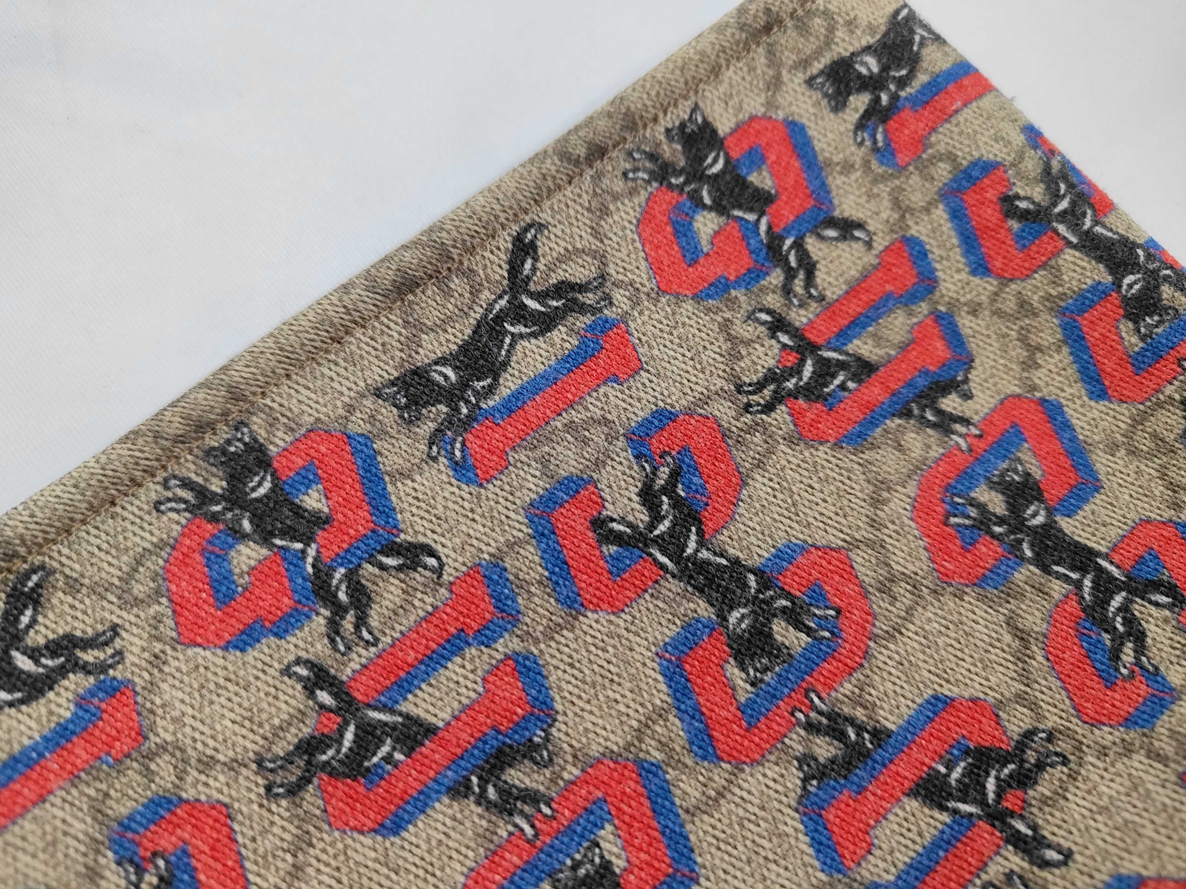 Gucci Silk Neck Bow with Wolf Motif and GG Supreme Pattern