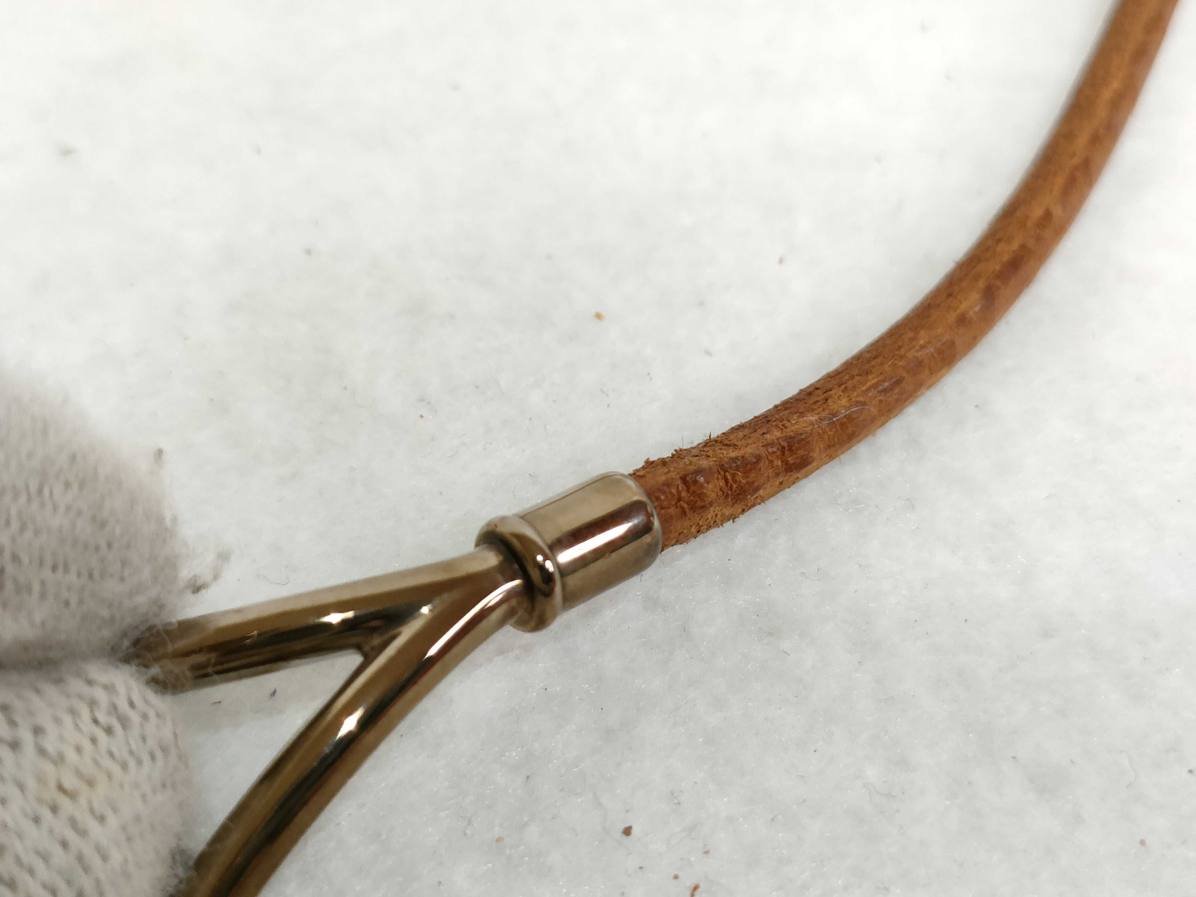 Hermes Jumbo Hook double tour bracelet in brown leather with palladium-plated hardware