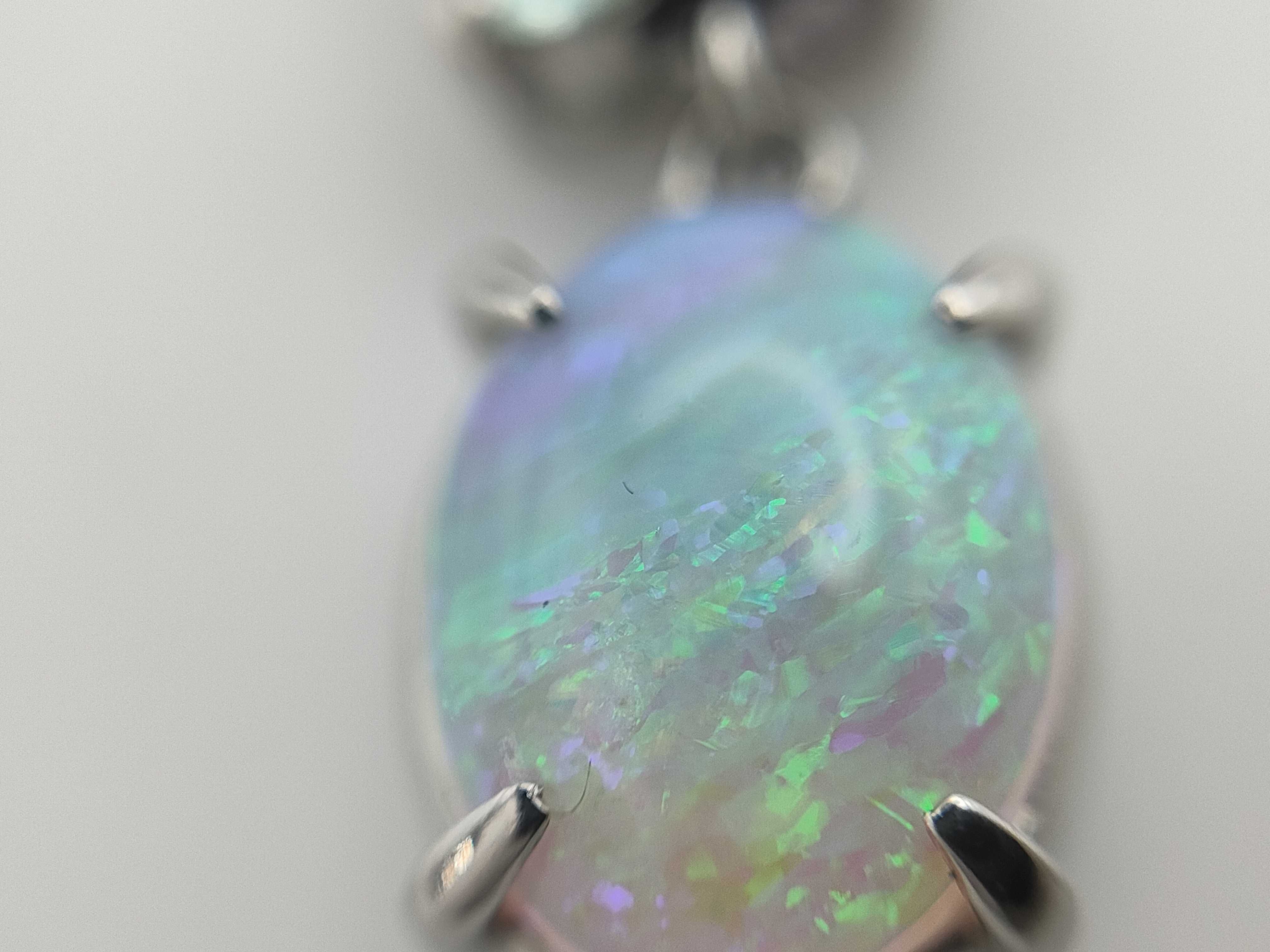 Platinum 1.28ct Opal, Amethyst, Aquamarine & Diamond Pendant