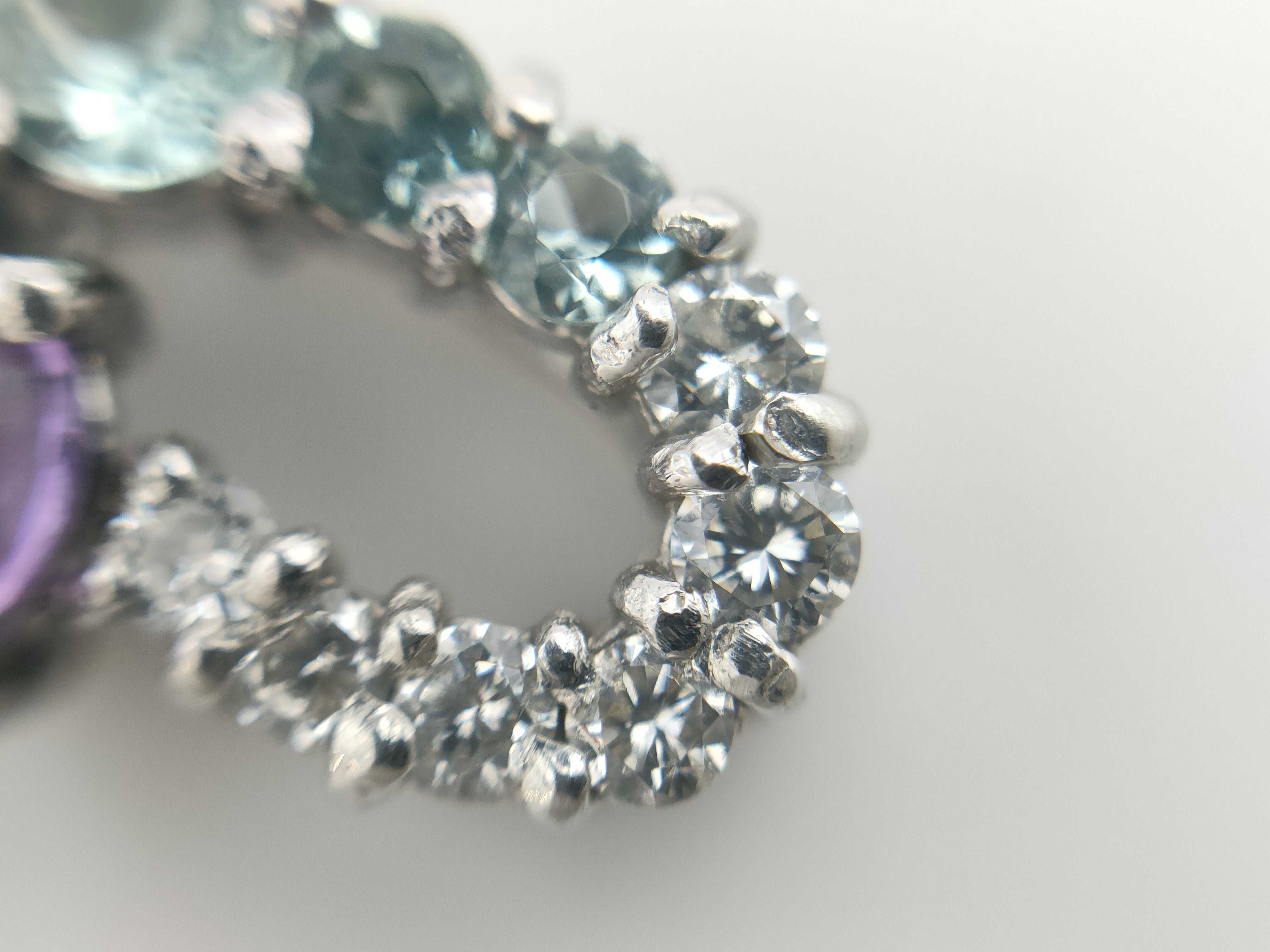 Platinum 1.28ct Opal, Amethyst, Aquamarine & Diamond Pendant