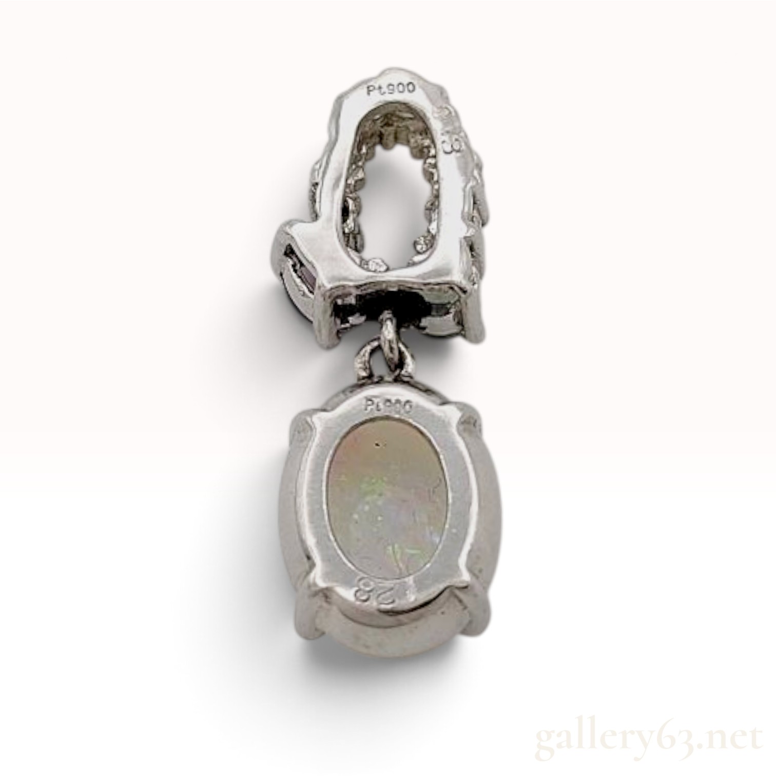 Platinum 1.28ct Opal, Amethyst, Aquamarine & Diamond Pendant